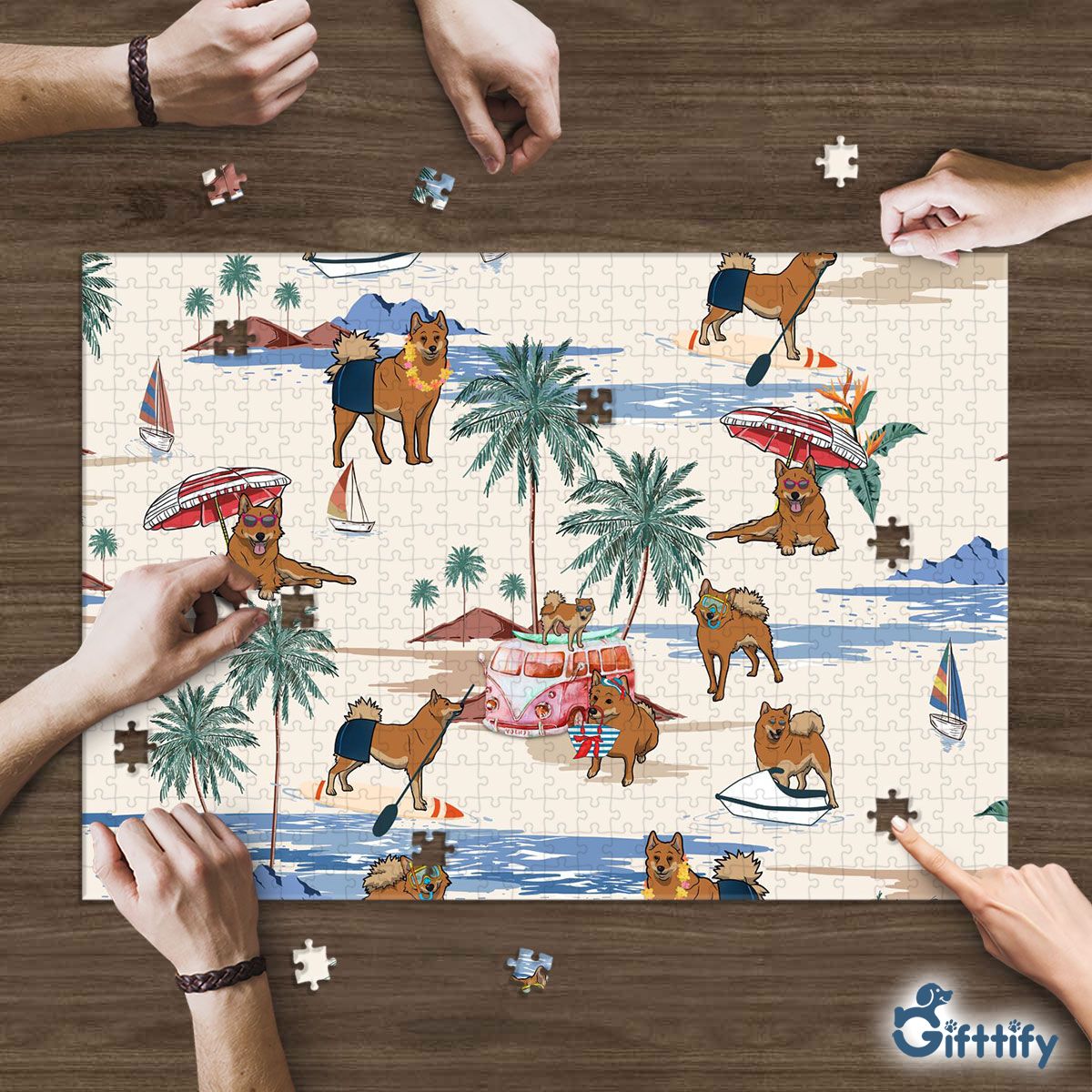 Finnish Spitz Puzzle - Dog Beach, Boating, Relaxing, Sunbathing, Snorkeling, Summer Beach Vacation Puzzle