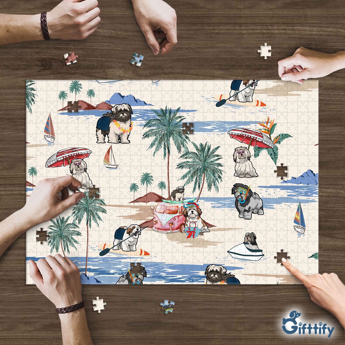 LHASA APSO Puzzle - Dog Beach, Boating, Relaxing, Sunbathing, Snorkeling, Summer Beach Vacation Puzzle