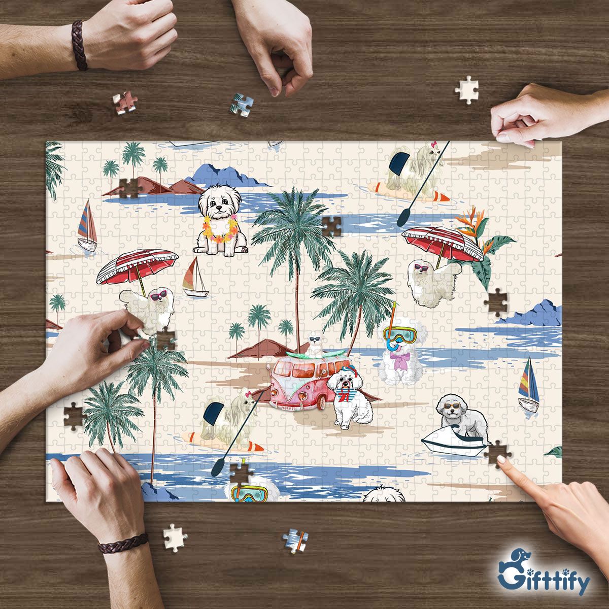 Maltese Puzzle - Dog Beach, Boating, Relaxing, Sunbathing, Snorkeling, Summer Beach Vacation Puzzle