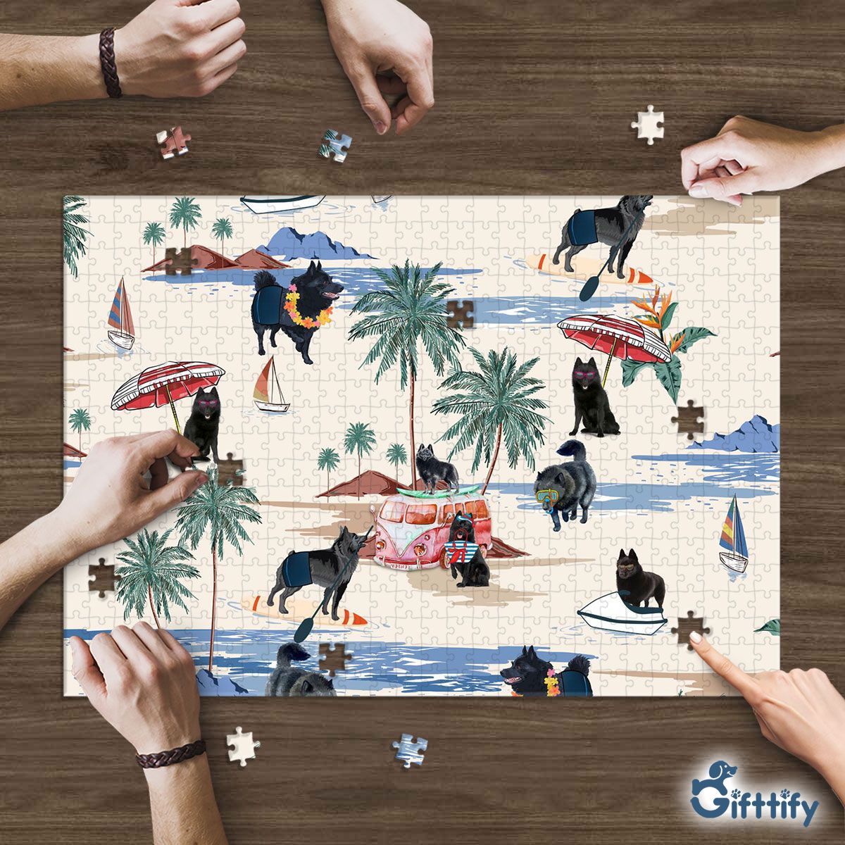 Schipperke Puzzle - Dog Beach, Boating, Relaxing, Sunbathing, Snorkeling, Summer Beach Vacation Puzzle