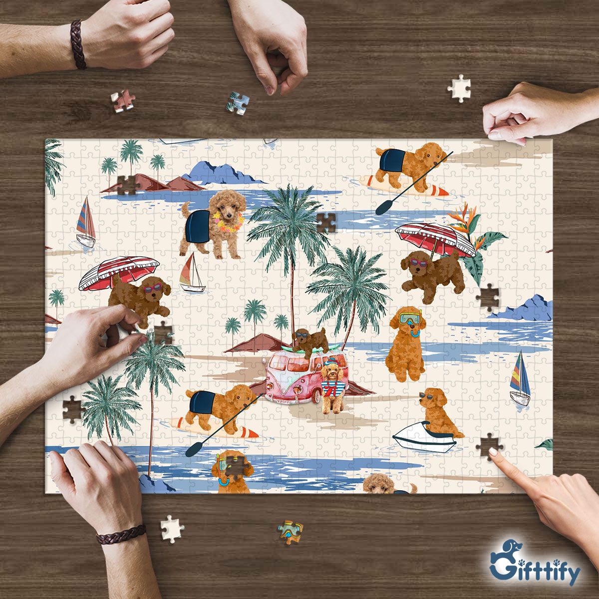 Toy Poodle Puzzle - Dog Beach, Boating, Relaxing, Sunbathing, Snorkeling, Summer Beach Vacation Puzzle