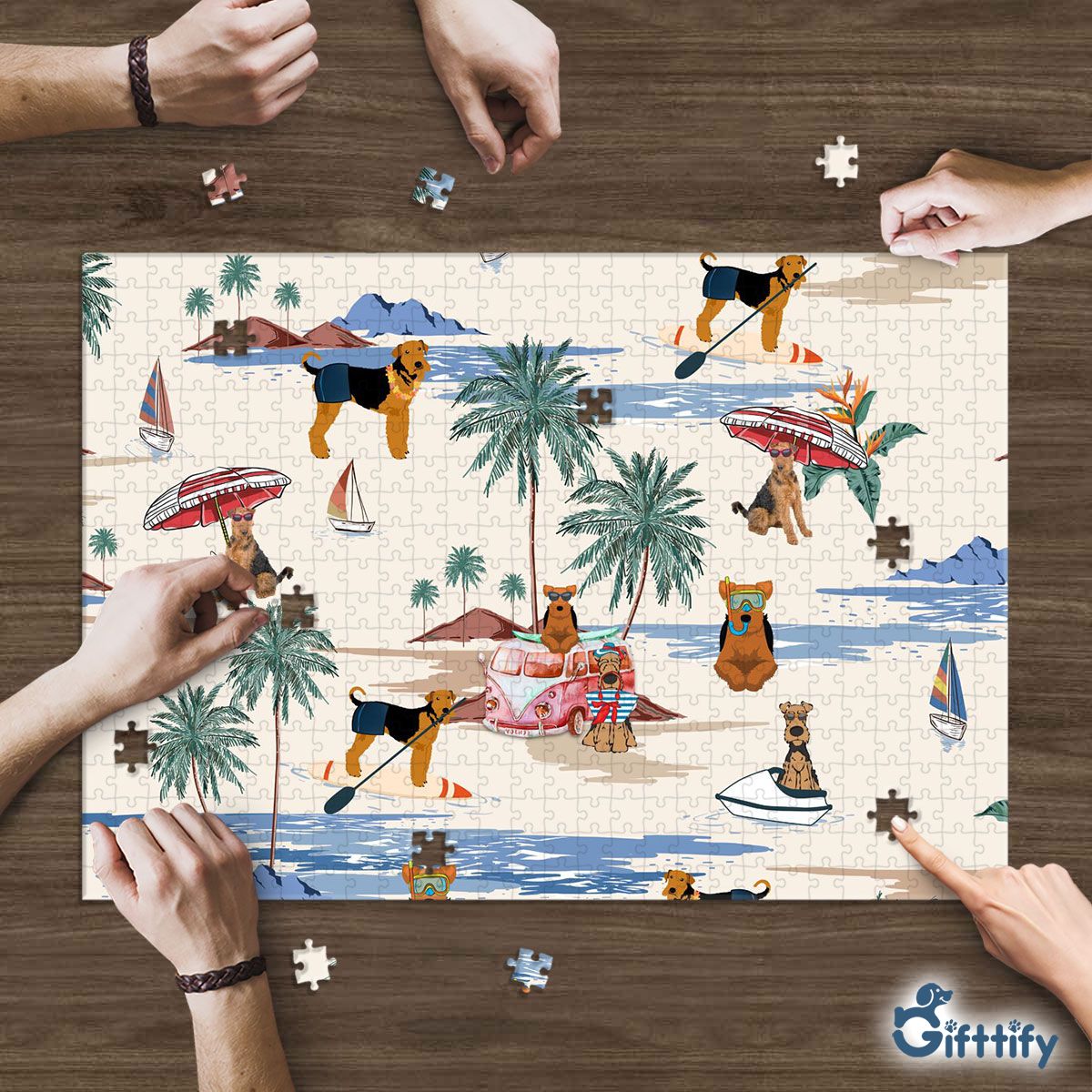 Welsh Terrier Puzzle - Dog Beach, Boating, Relaxing, Sunbathing, Snorkeling, Summer Beach Vacation Puzzle