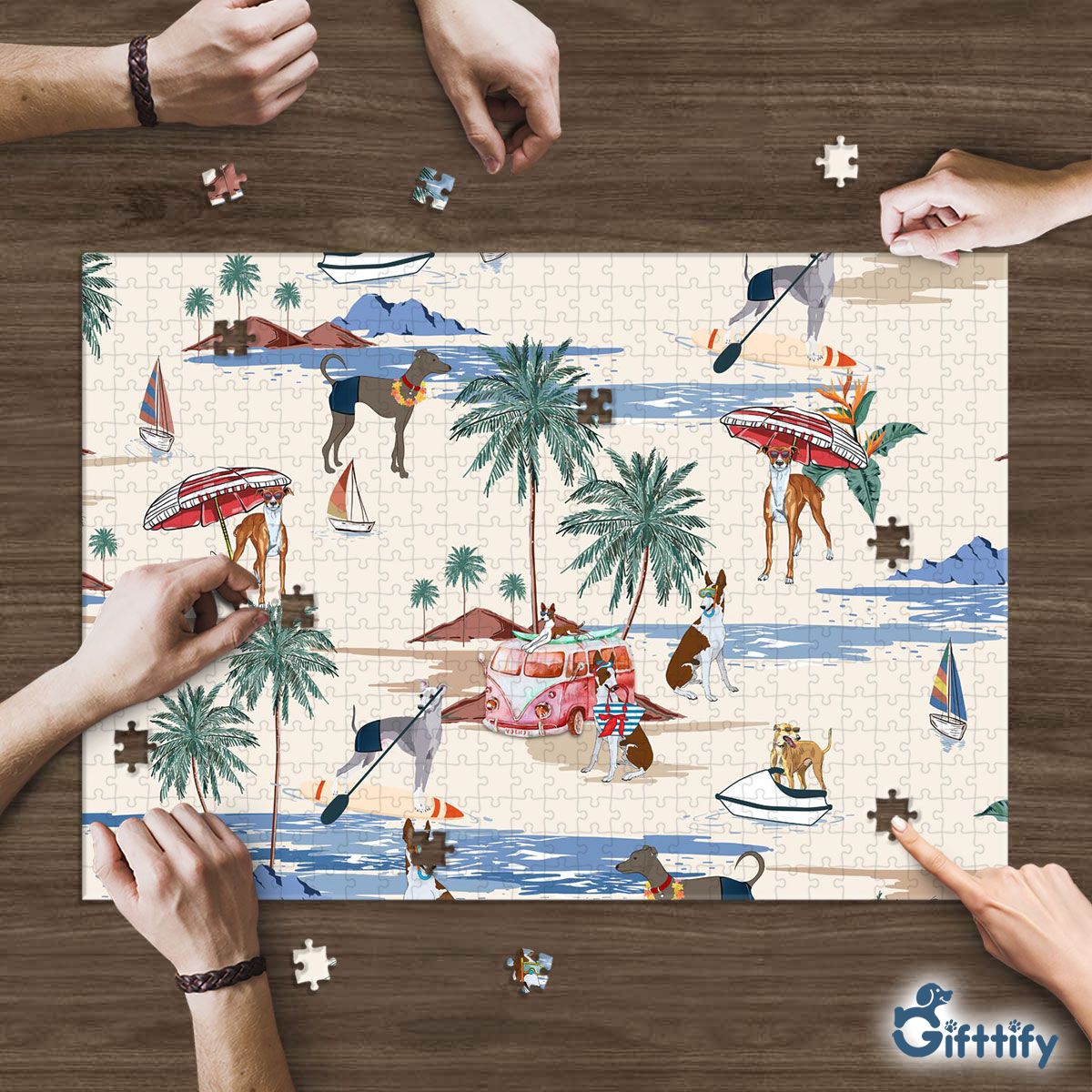 italian greyhound Puzzle - Dog Beach, Boating, Relaxing, Sunbathing, Snorkeling, Summer Beach Vacation Puzzle