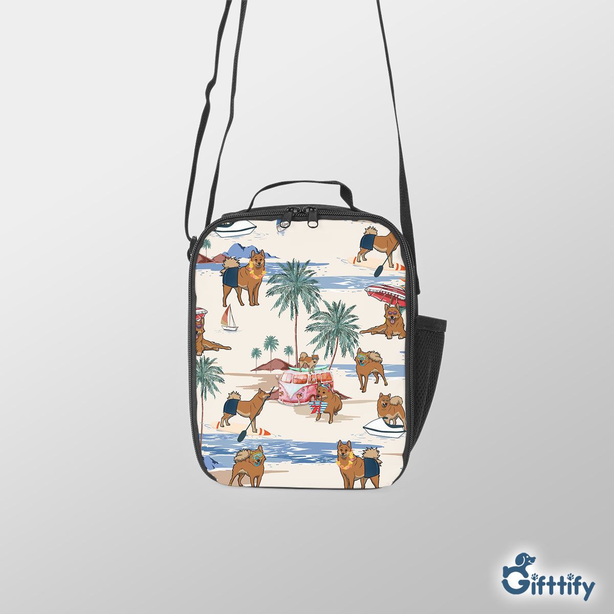 Finnish Spitz Lunch Box Bag - Dog Beach, Boating, Relaxing, Sunbathing, Snorkeling, Summer Beach Vacation Lunch Box Bag