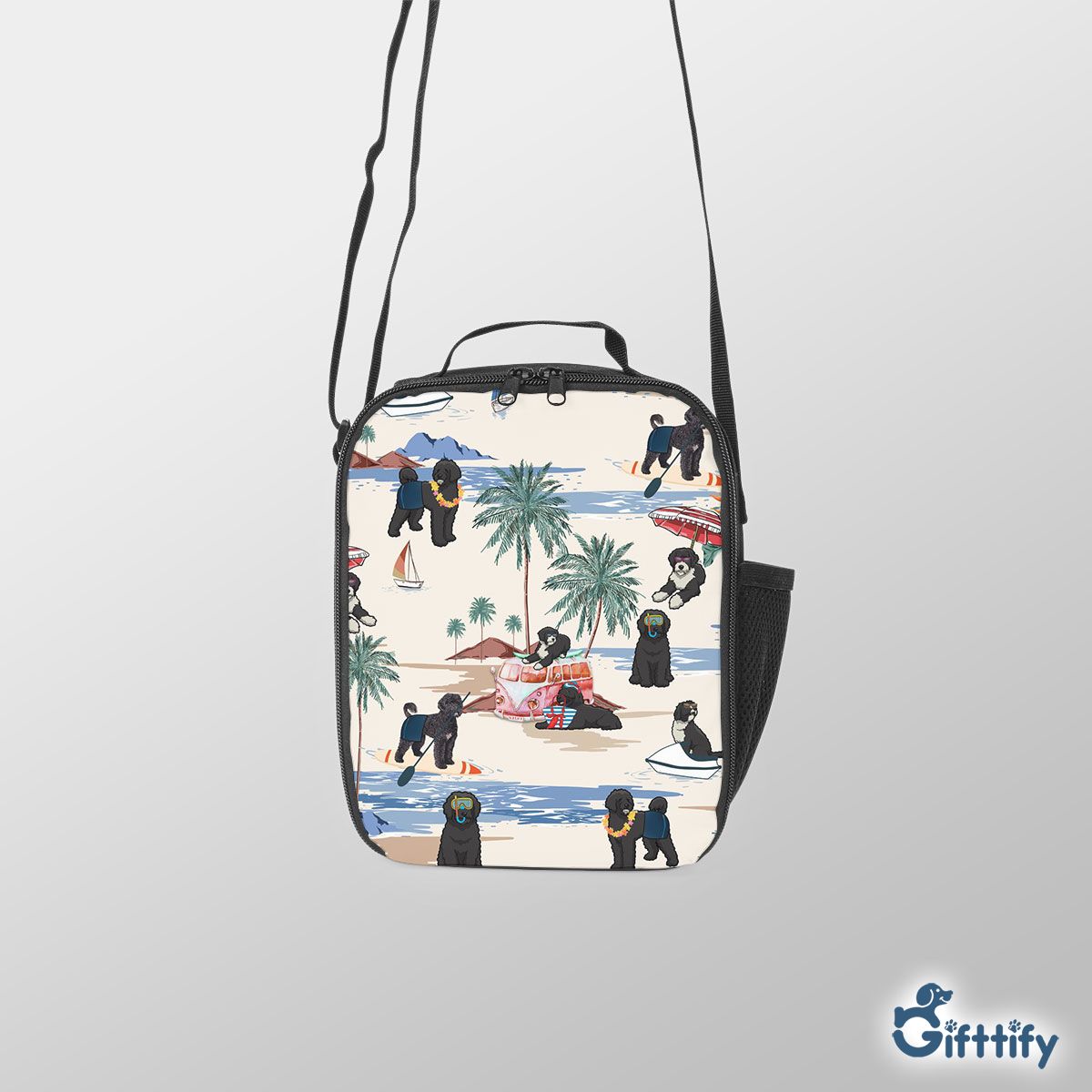 Portuguese Water Dog Lunch Box Bag - Dog Beach, Boating, Relaxing, Sunbathing, Snorkeling, Summer Beach Vacation Lunch Box Bag