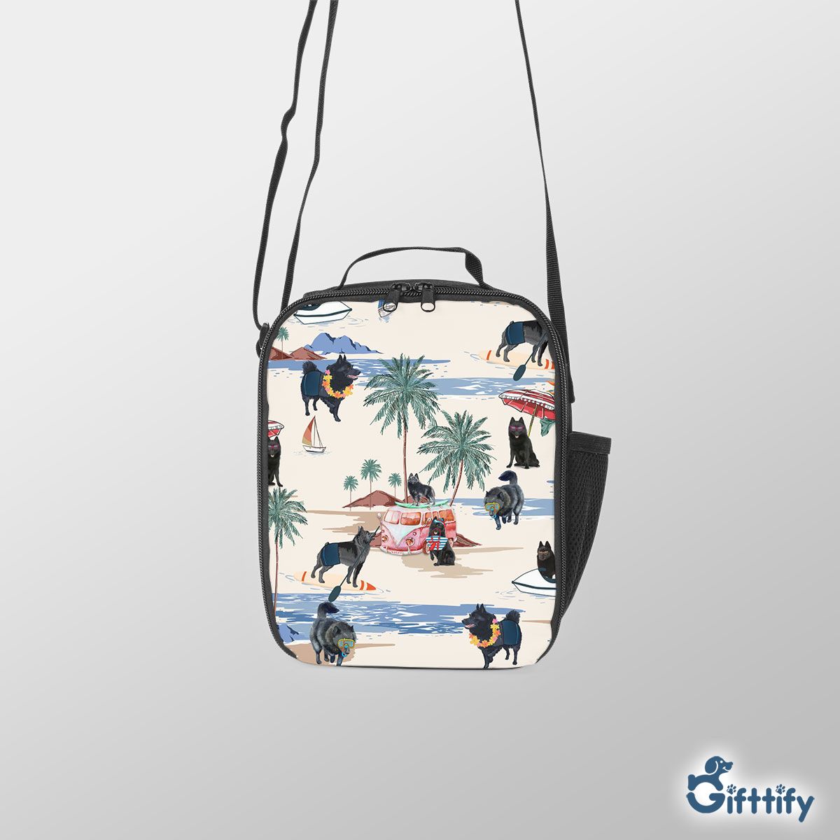 Schipperke Lunch Box Bag - Dog Beach, Boating, Relaxing, Sunbathing, Snorkeling, Summer Beach Vacation Lunch Box Bag