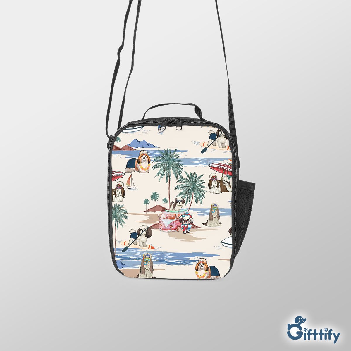 Shih Tzu Lunch Box Bag - Dog Beach, Boating, Relaxing, Sunbathing, Snorkeling, Summer Beach Vacation Lunch Box Bag