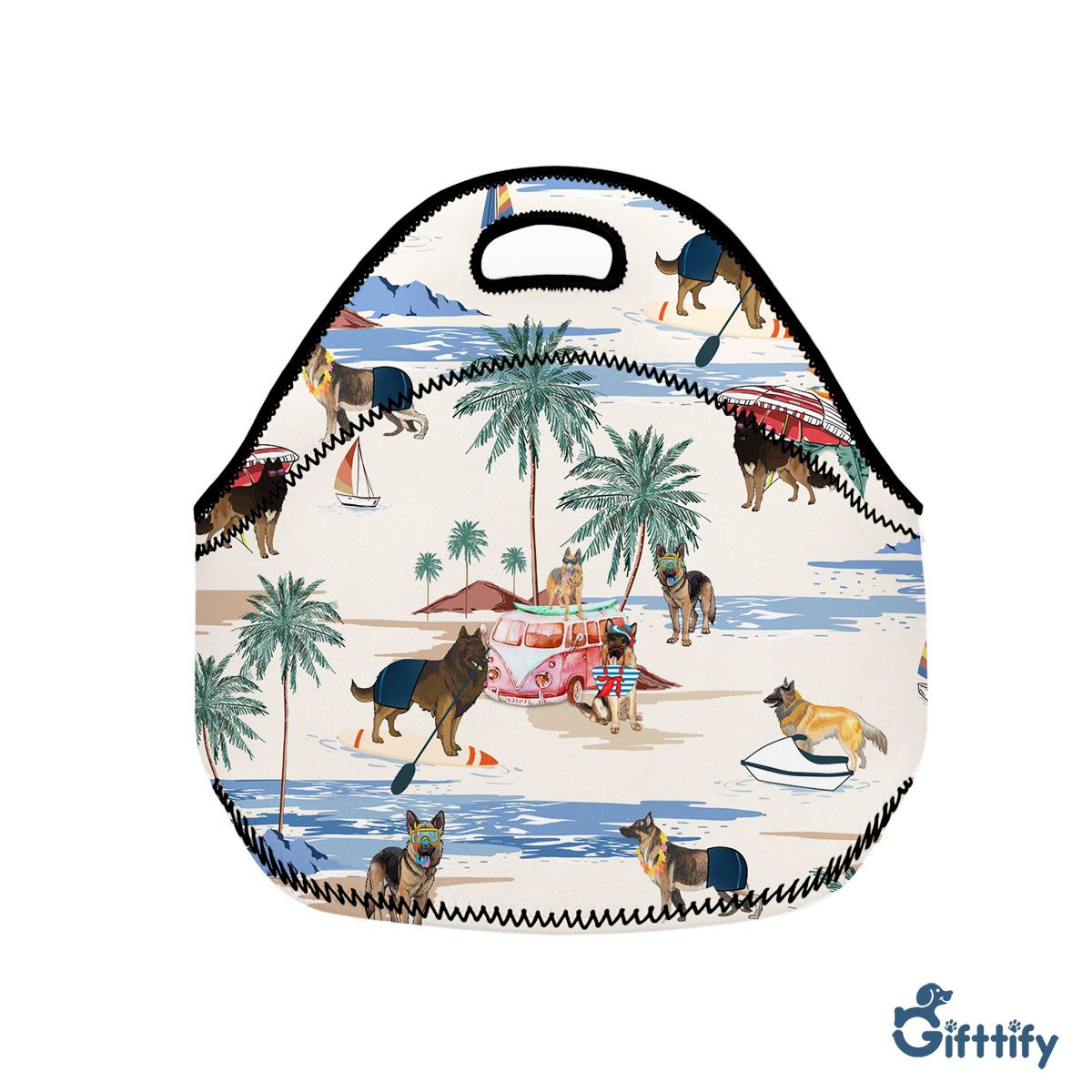 Tervuren Neoprene Lunch Bags - Dog Beach, Boating, Relaxing, Sunbathing, Snorkeling, Summer Beach Vacation Neoprene Lunch Bags