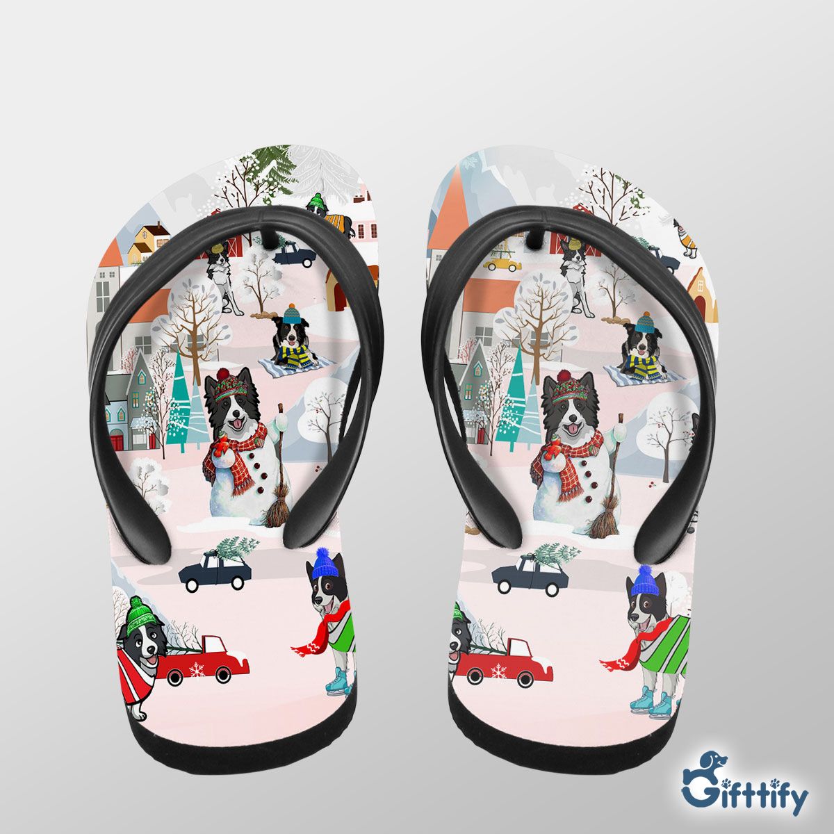 Border Collie Flip Flops