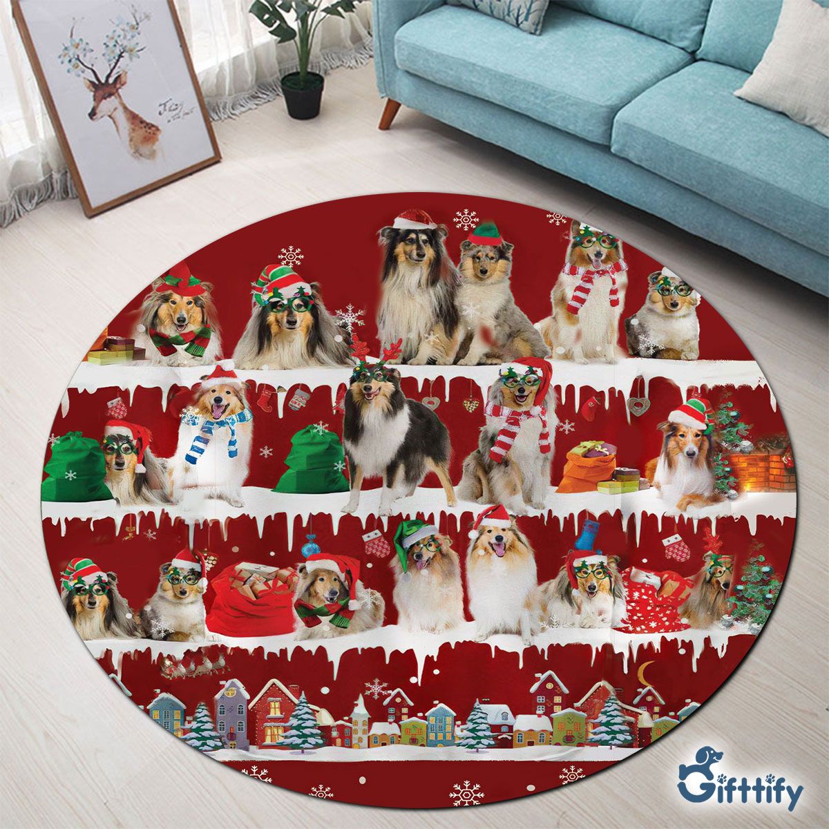 Rough Collie Round Carpet