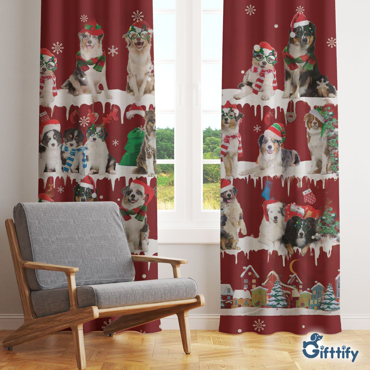 Australian Shepherd Window Curtain