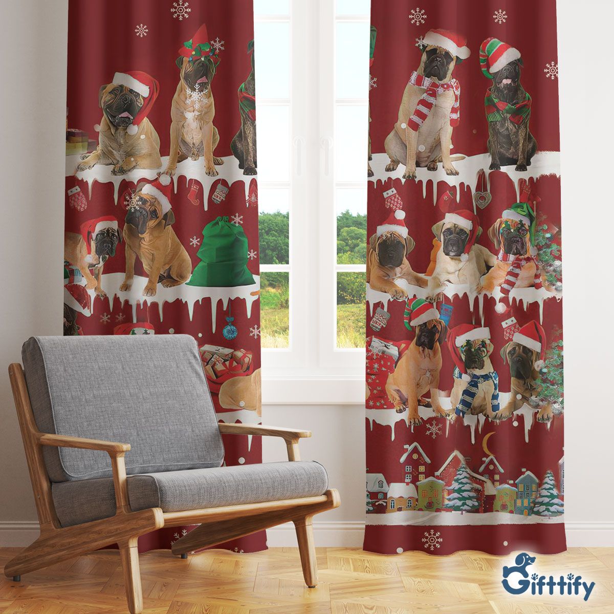 Bullmastiff Window Curtain