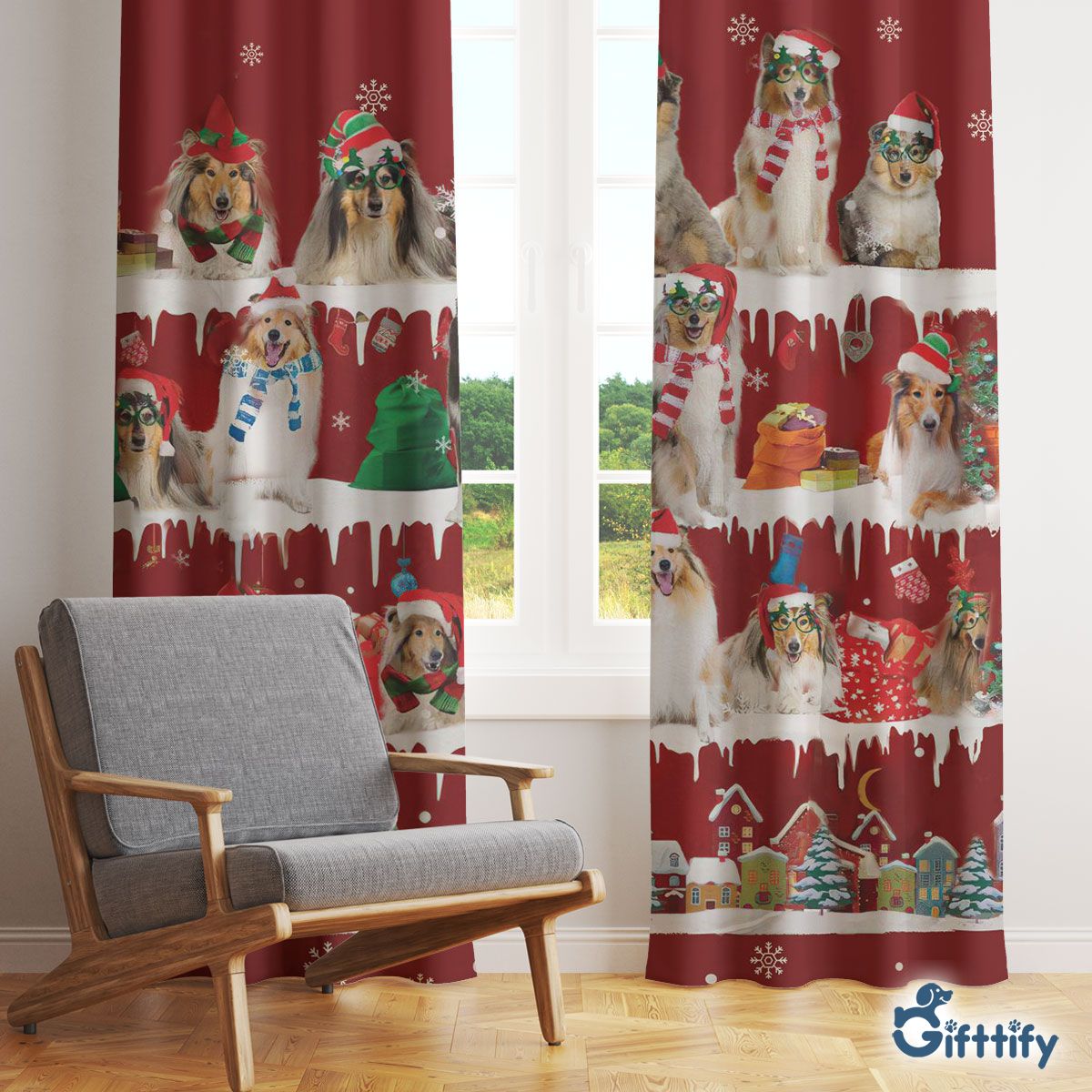 Rough Collie Window Curtain