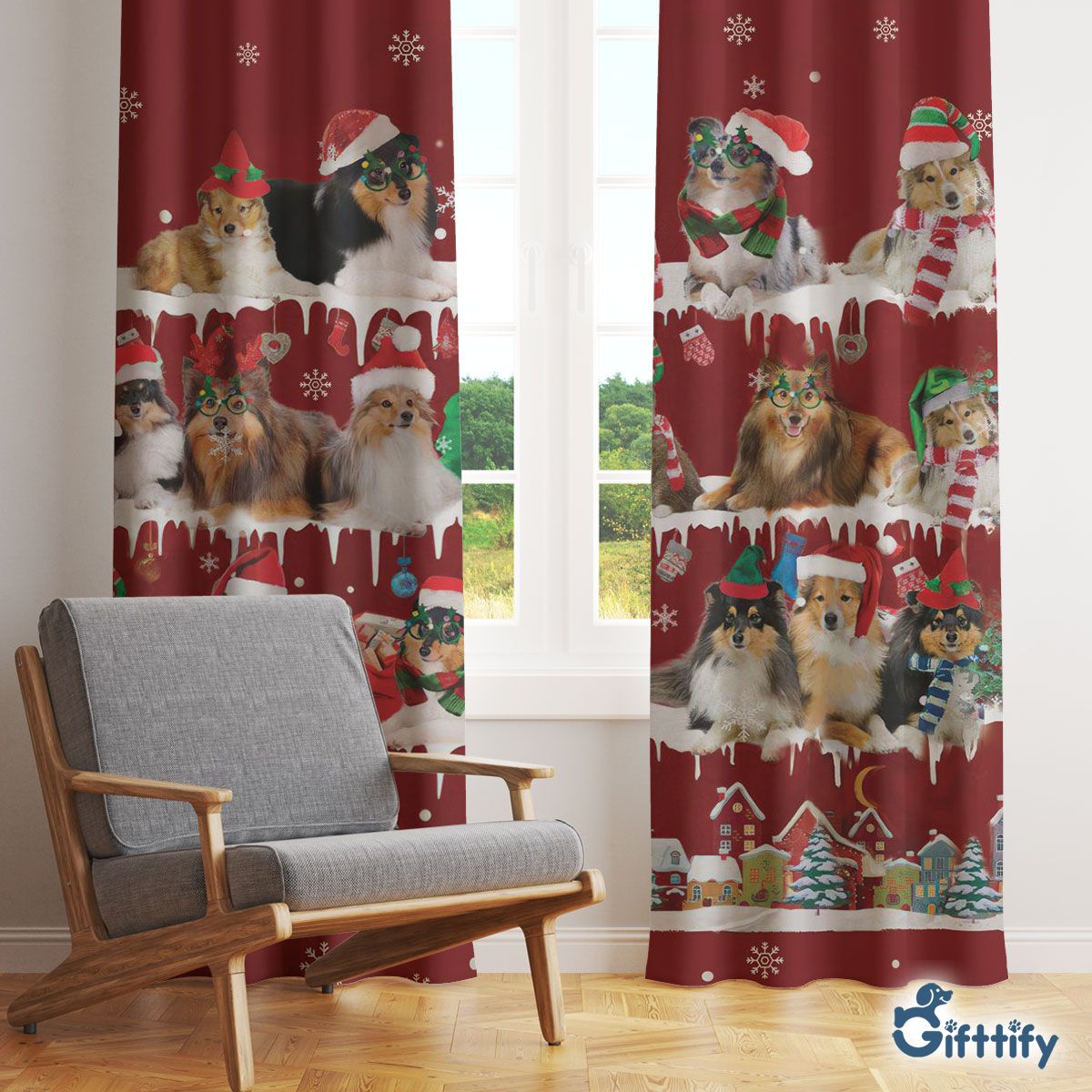 Shetland Sheepdog Window Curtain