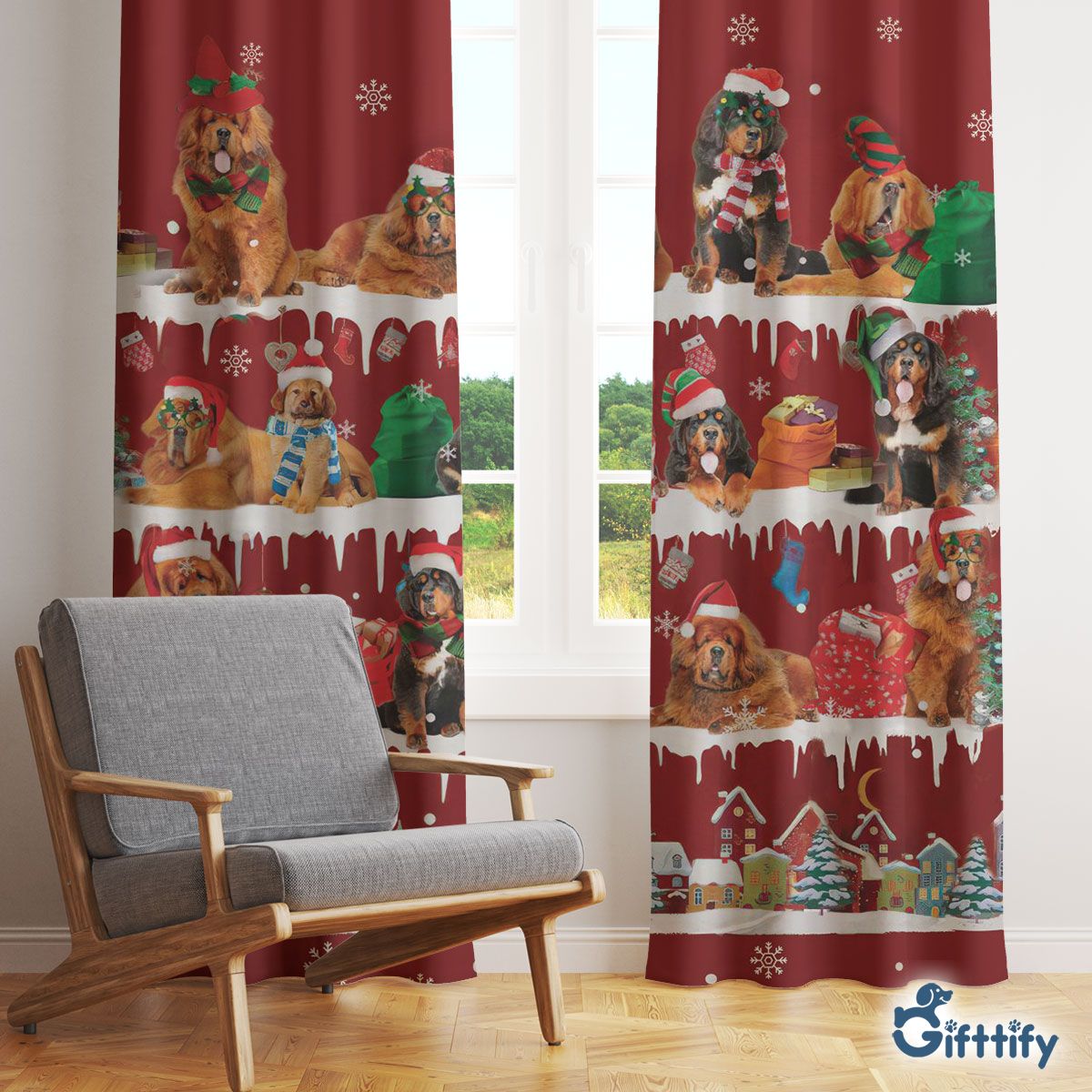 Tibetan Mastiff Window Curtain