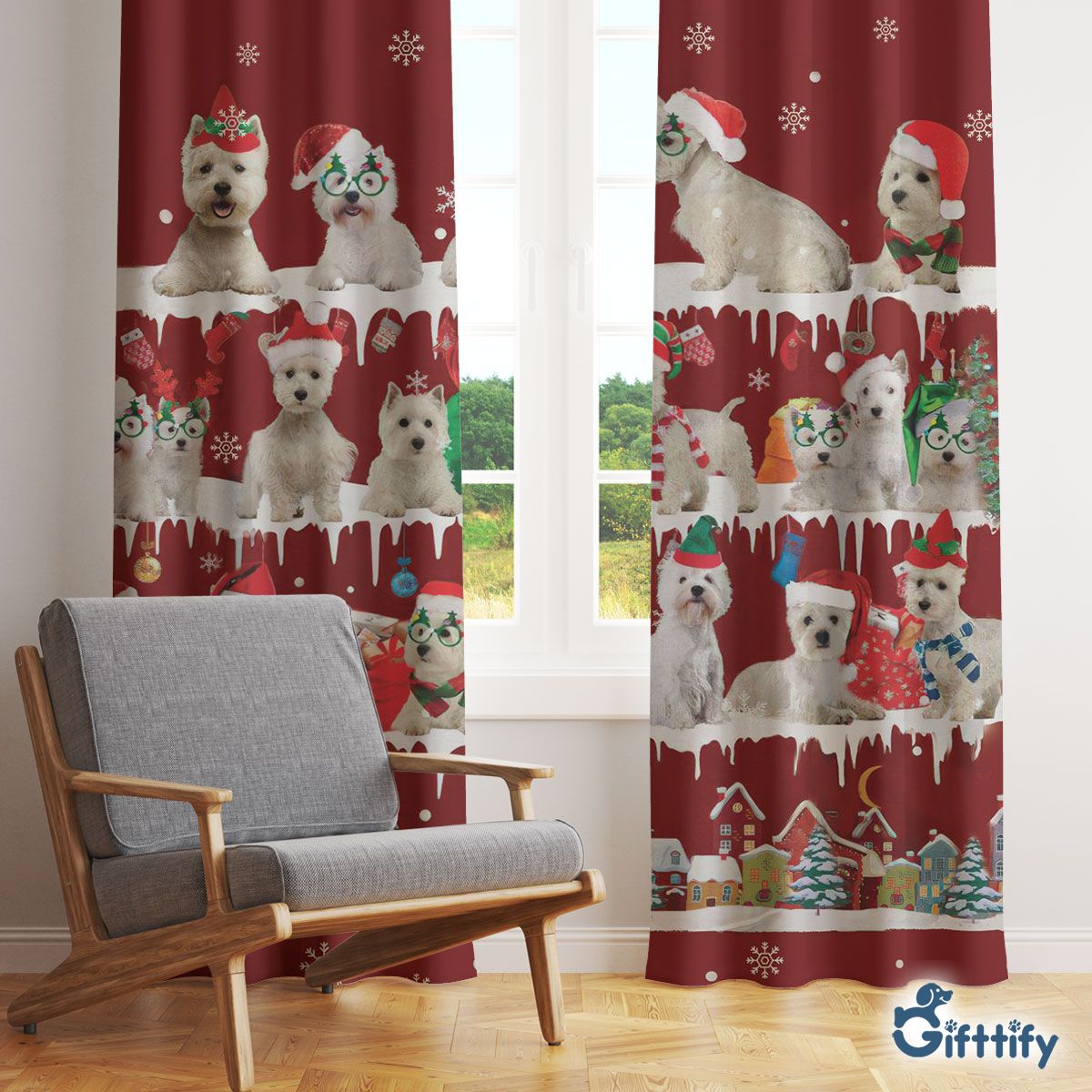 West Highland White Terrier Window Curtain