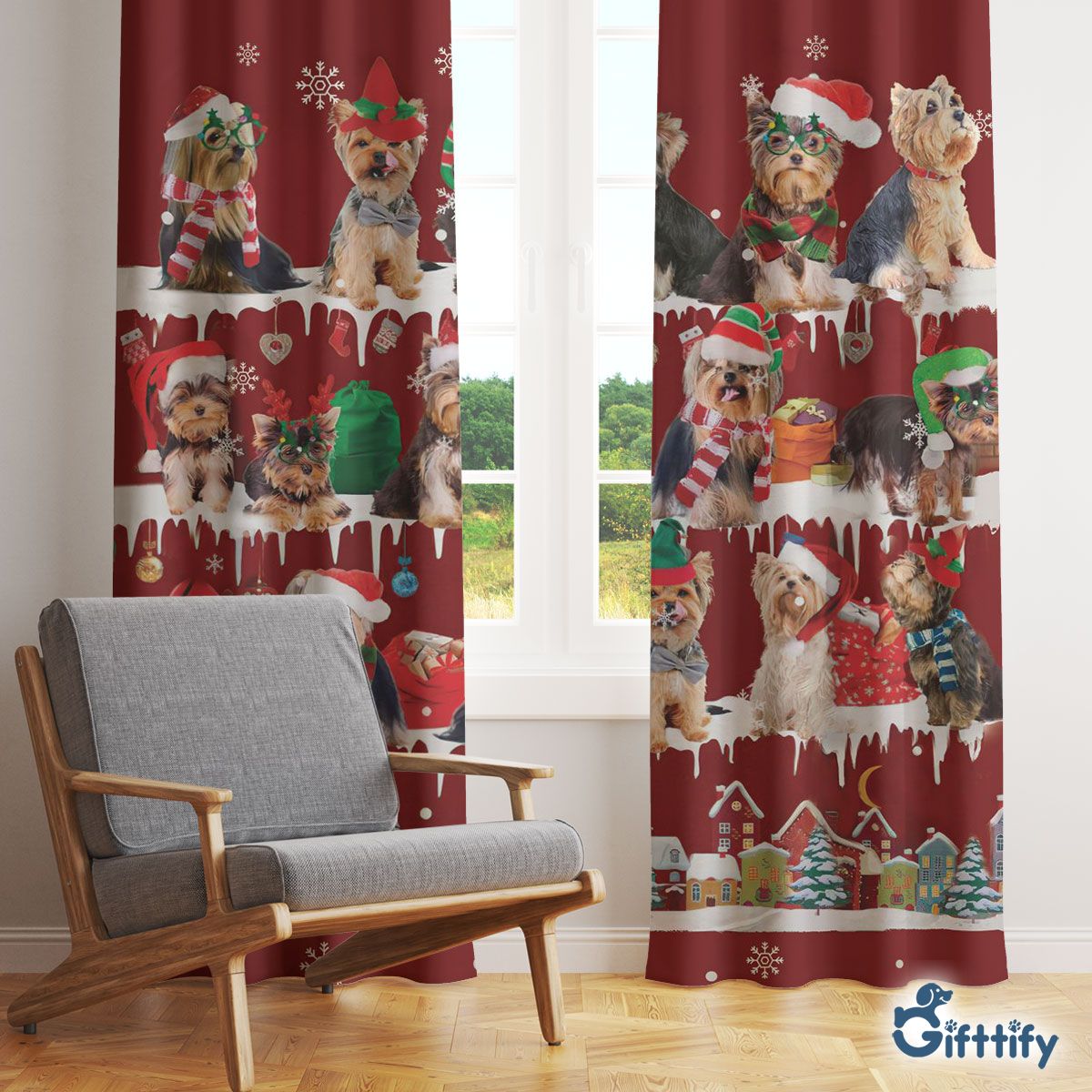 Yorkshire Terrier Window Curtain