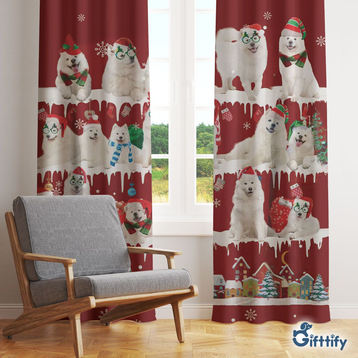 samoyed Window Curtain