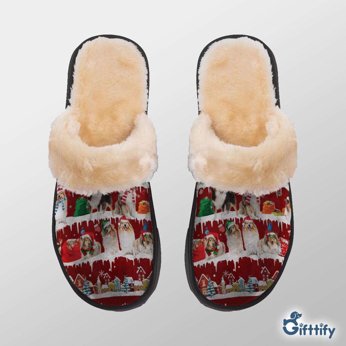 Rough Collie Home Plush Slippers