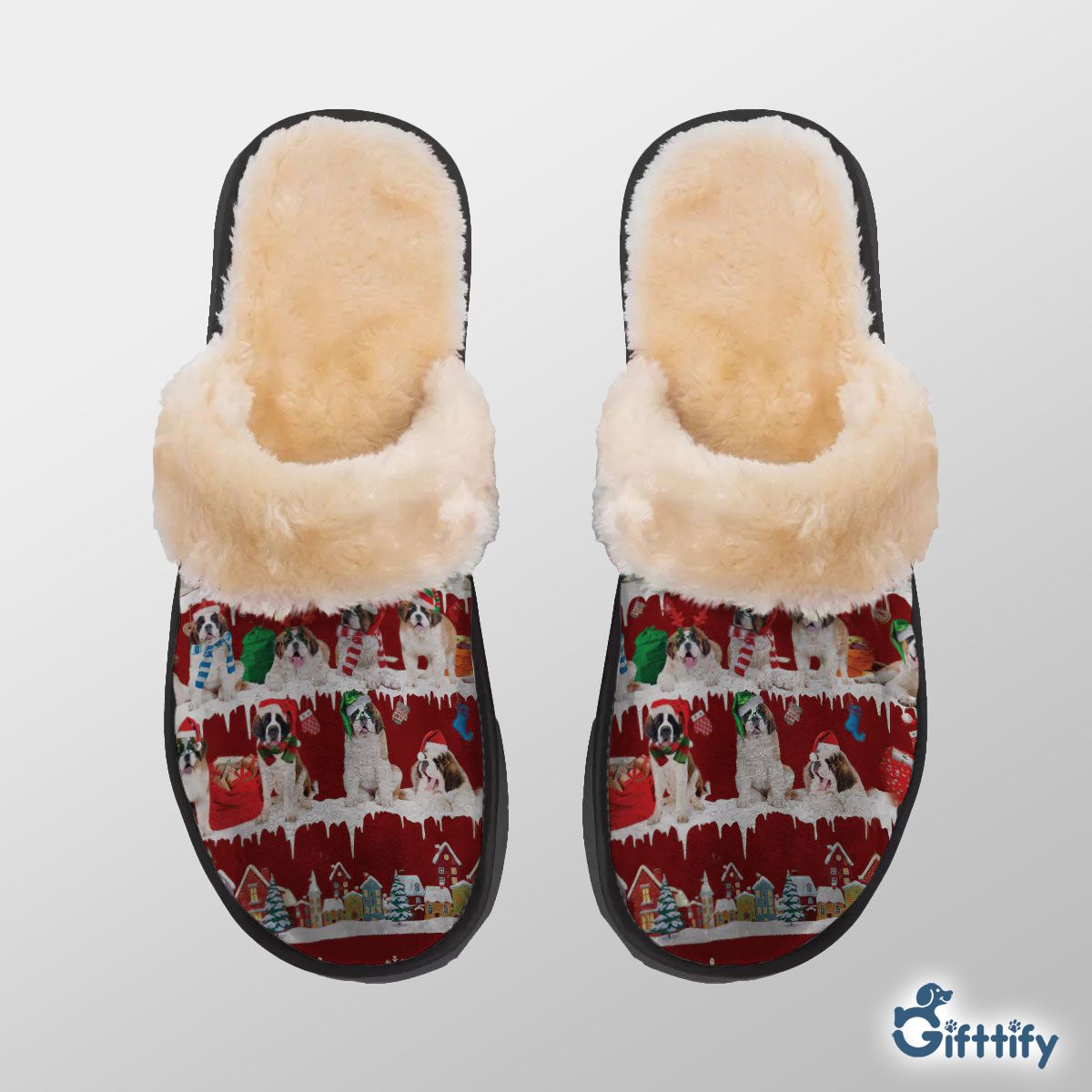 St Bernard Home Plush Slippers