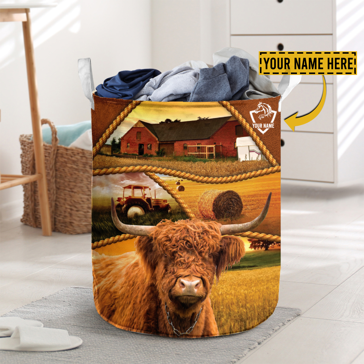 Custom Laundry Basket For Cow Lovers NTM23118