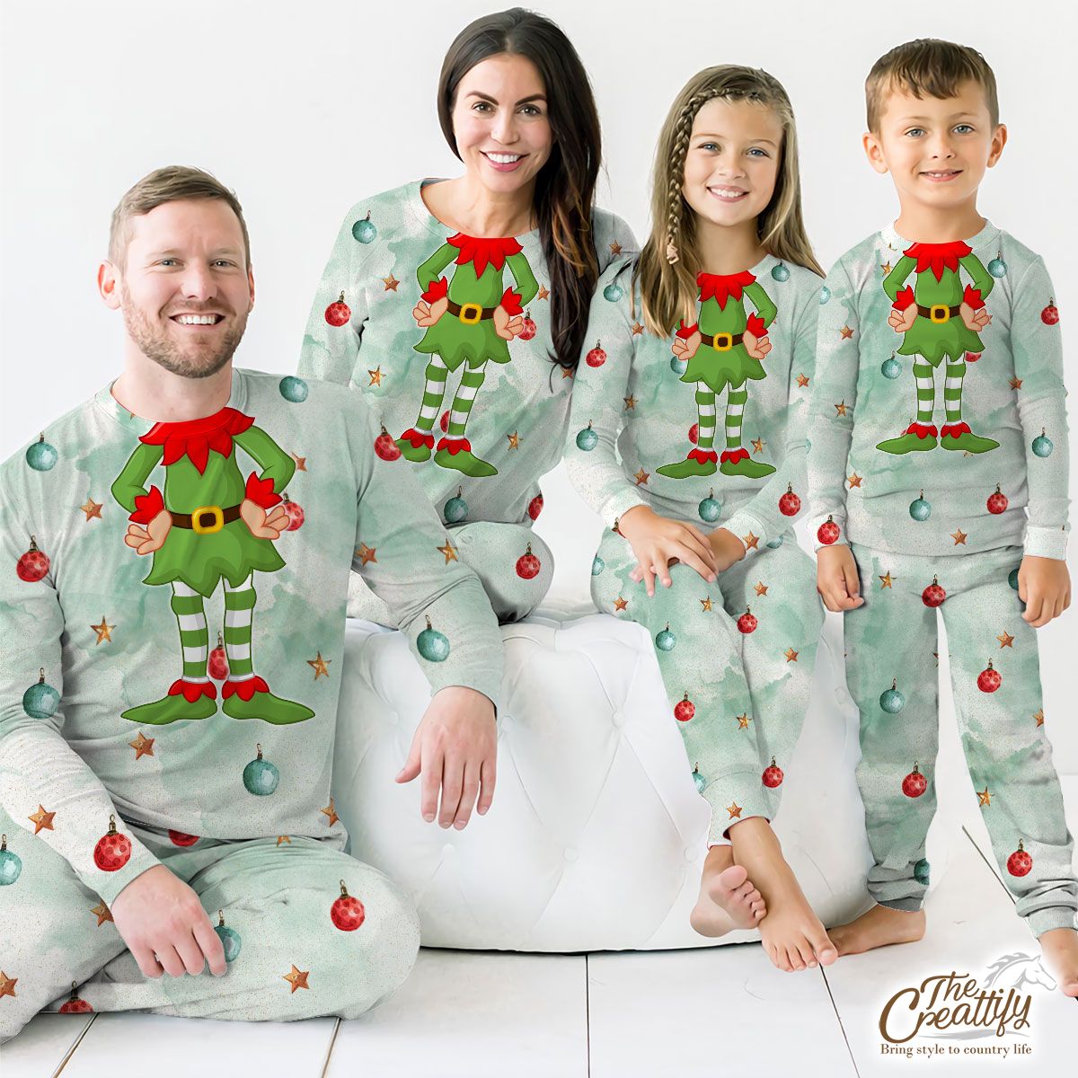 Watercolor Christmas Balls And Stars Pattern Customized Pajamas