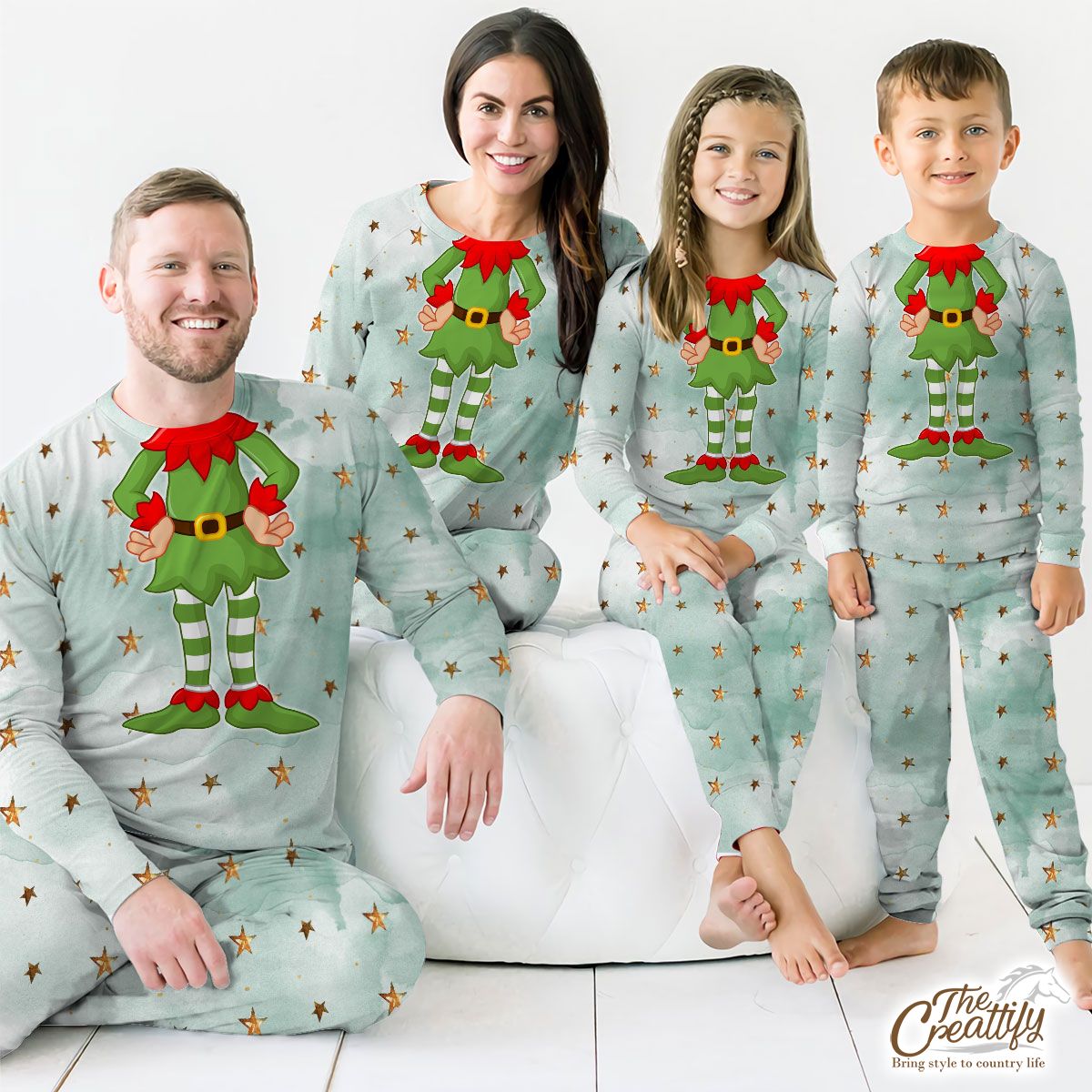 Watercolor Gold Christmas Star Pattern Customized Pajamas