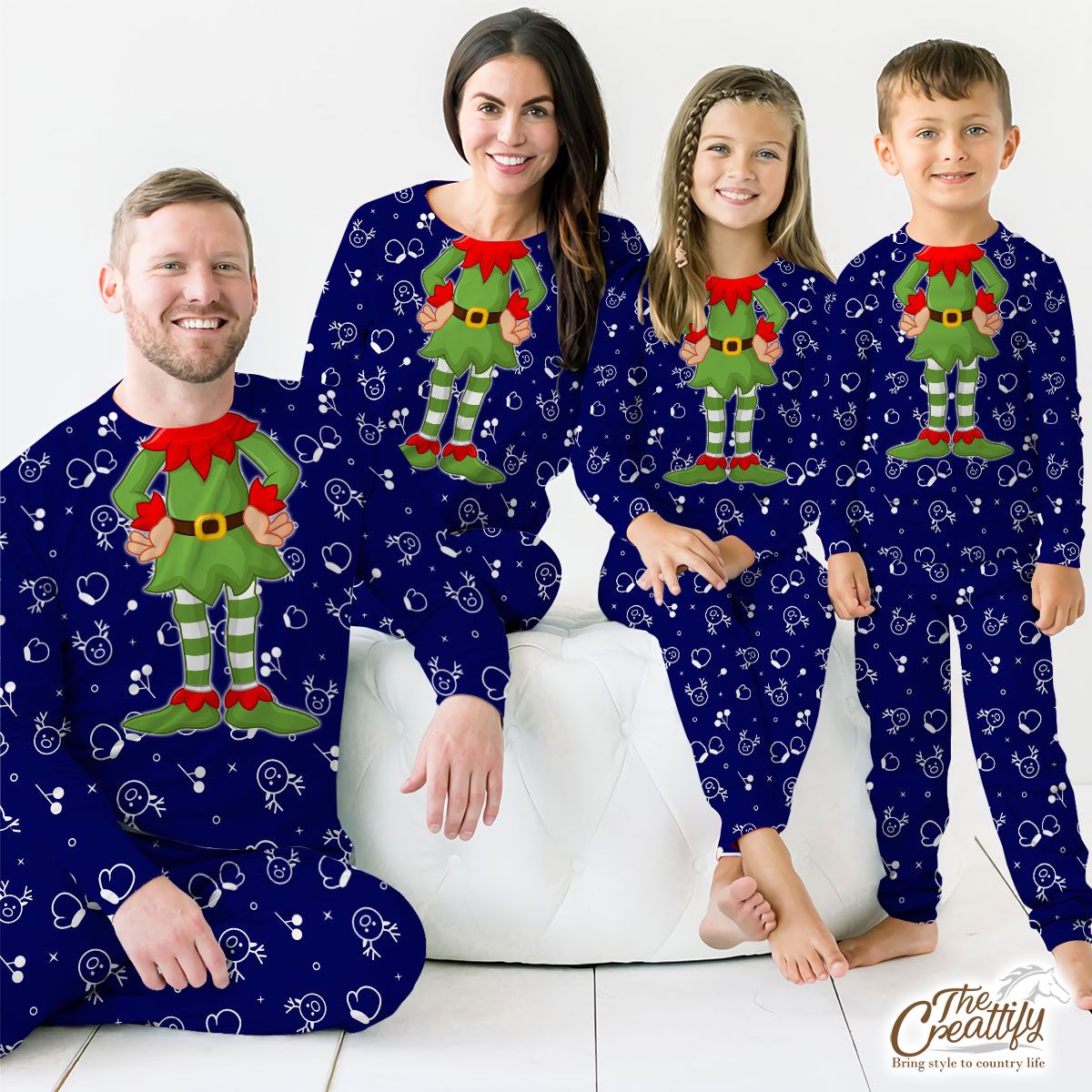 White And Blue Christmas Gloves And Reindeer Customized Pajamas