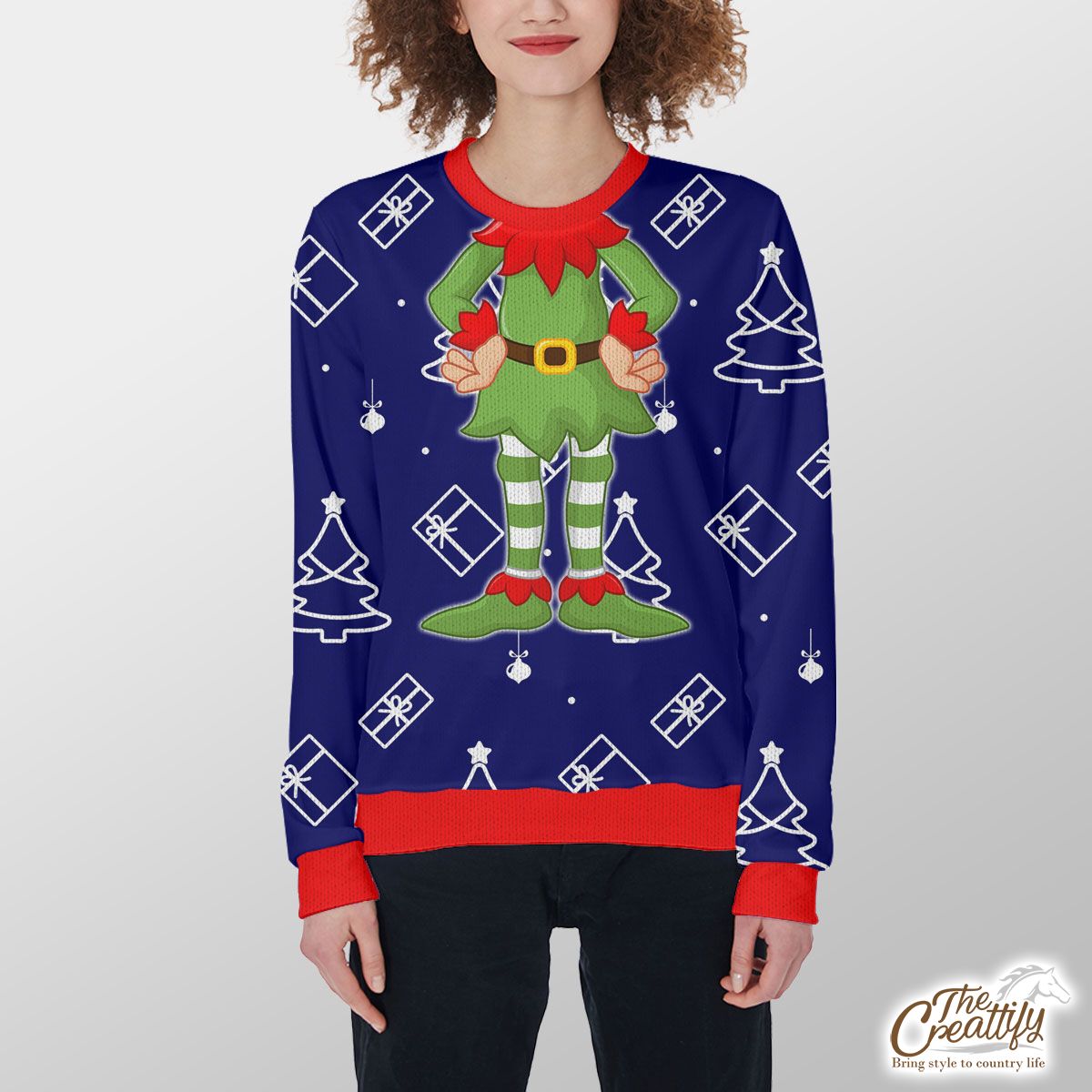 Blue And White Christmas Tree, Christmas Gift, Christmas Ball Customized Ugly Sweater