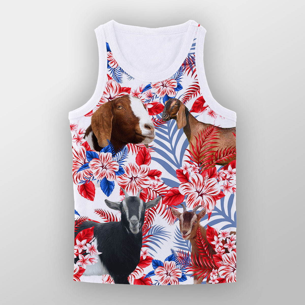 Nubian Goat Red Hibiscus Flower Unisex Tank Top