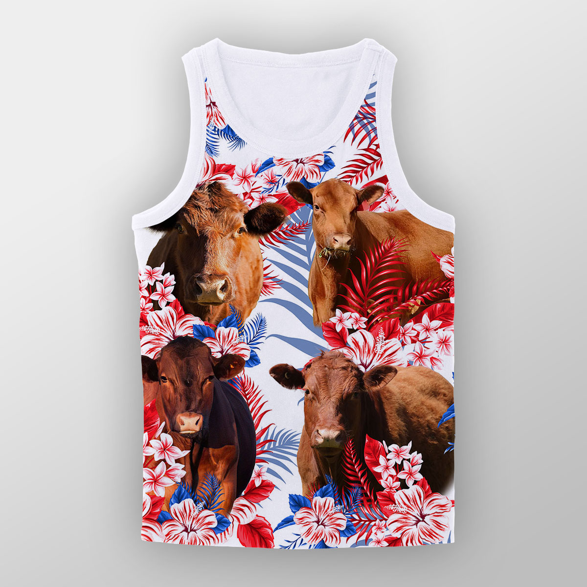 Red Angus Red Hibiscus Flower Unisex Tank Top