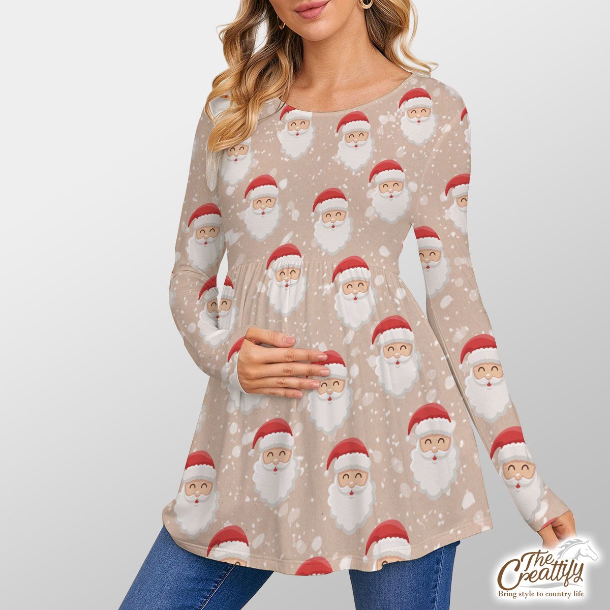 Santa Clause Snowflake Background Skirt Top
