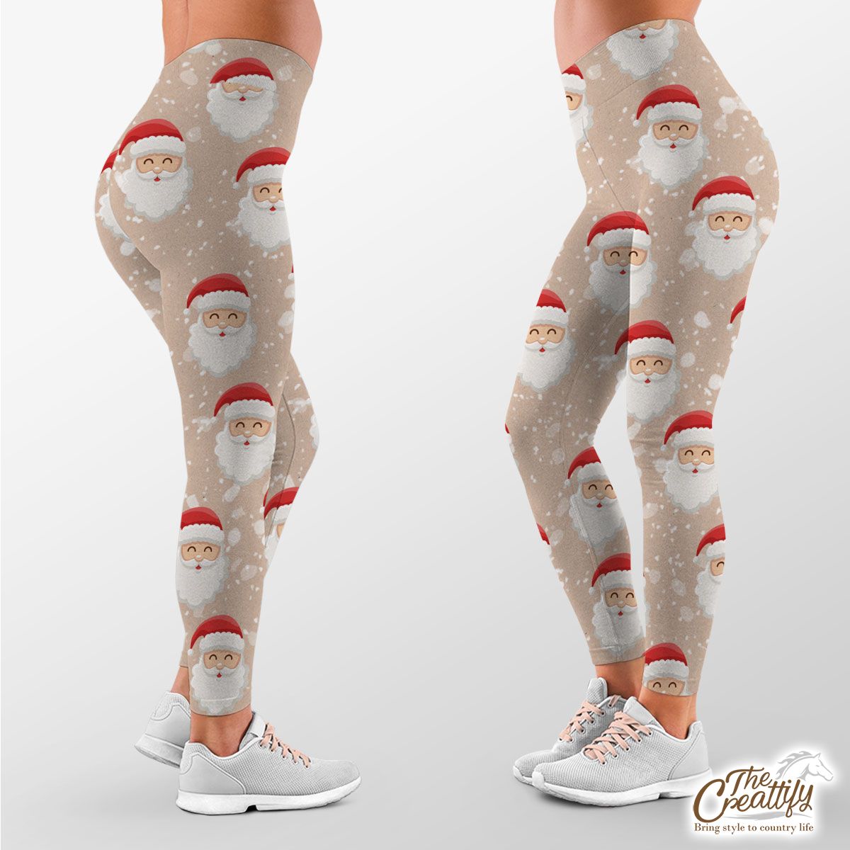 Santa Clause Snowflake Background Legging