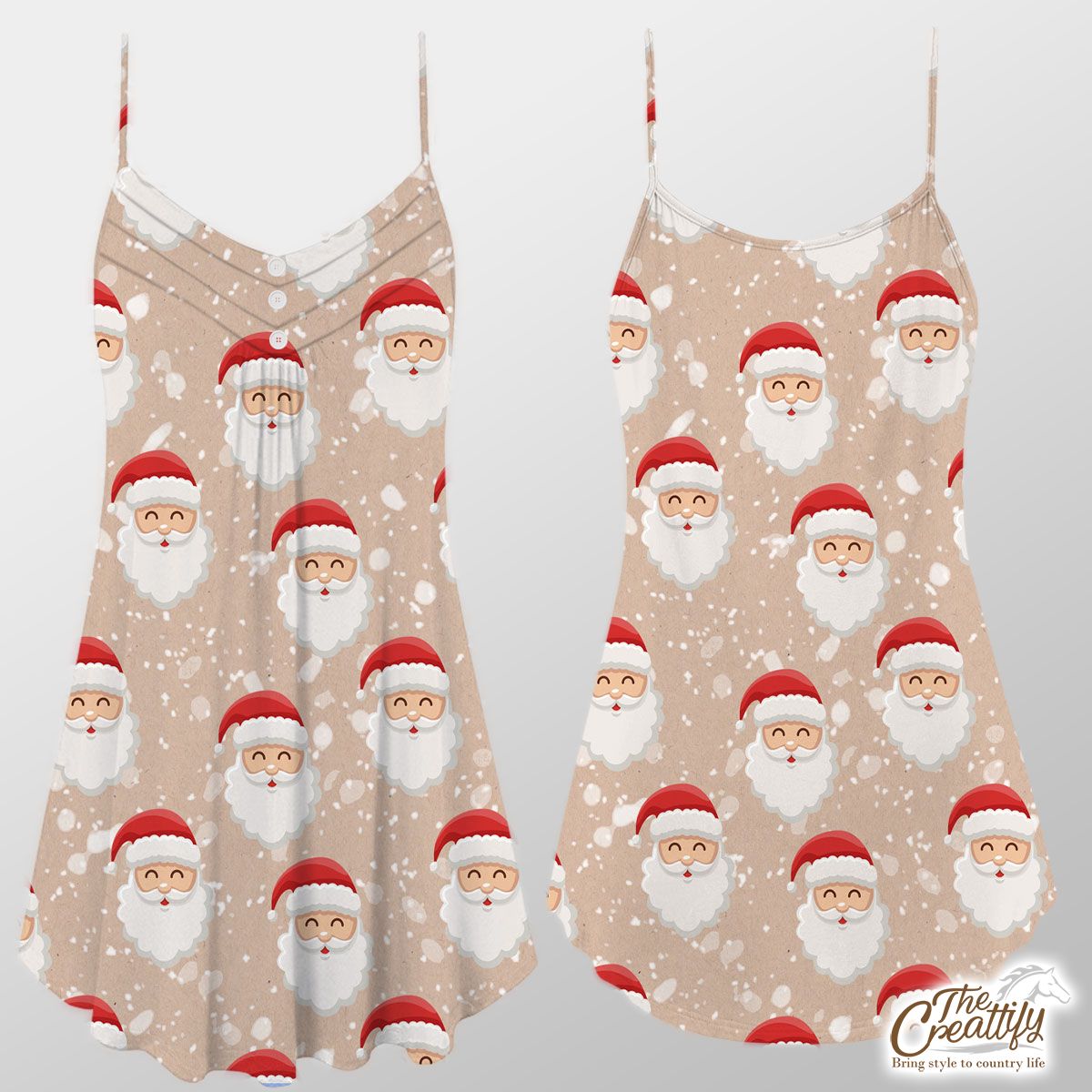 Santa Clause Snowflake Background Suspender Dress