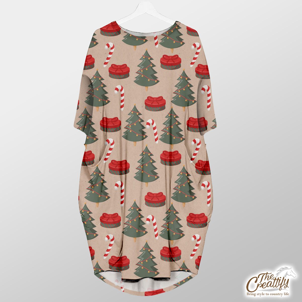 Christmas Tree, Christmas Gift, Candy Cane Pocket Dress
