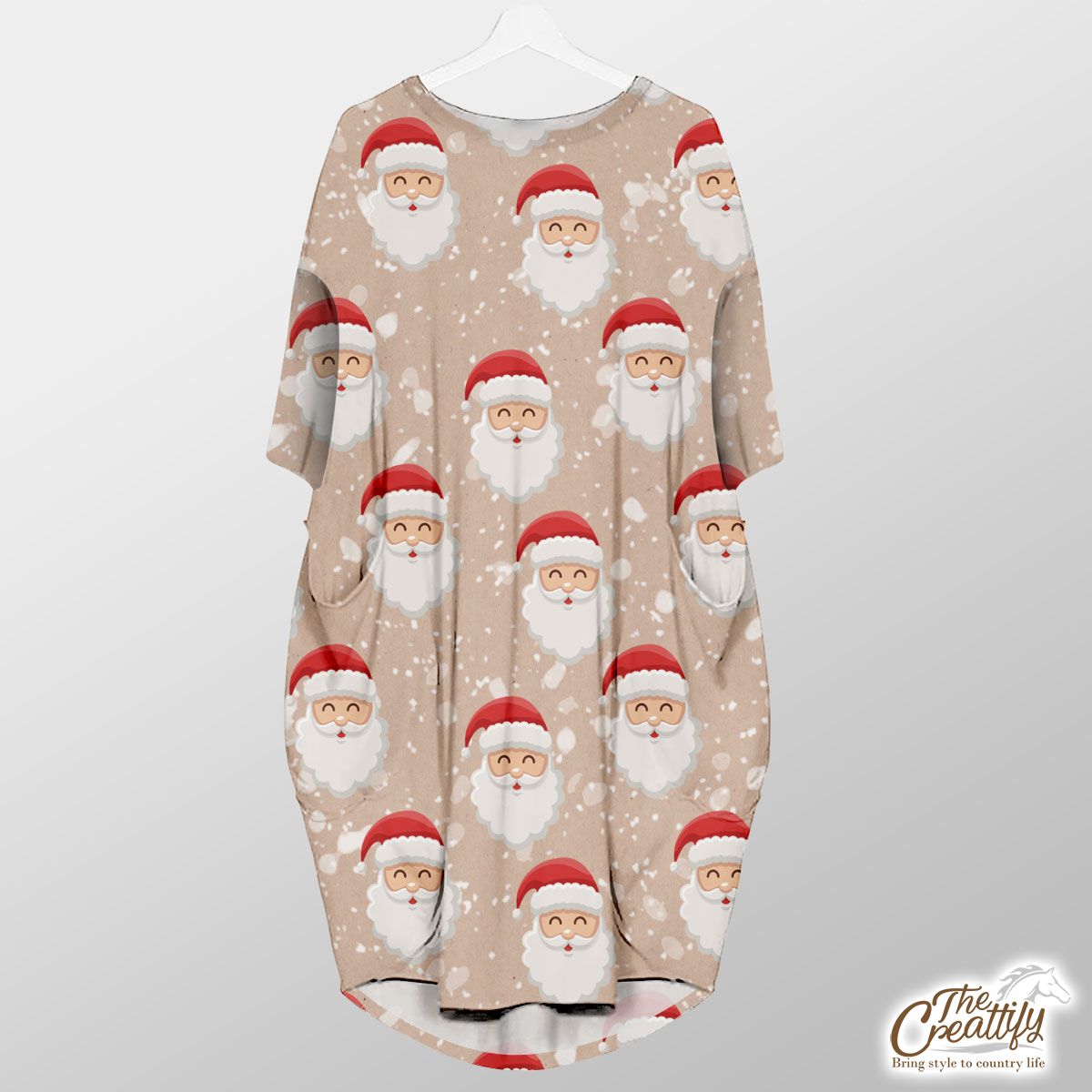 Santa Clause Snowflake Background Pocket Dress