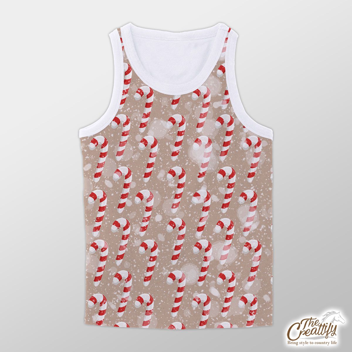 Christmas Candy Cane On Snowflake Background Unisex Tank Top