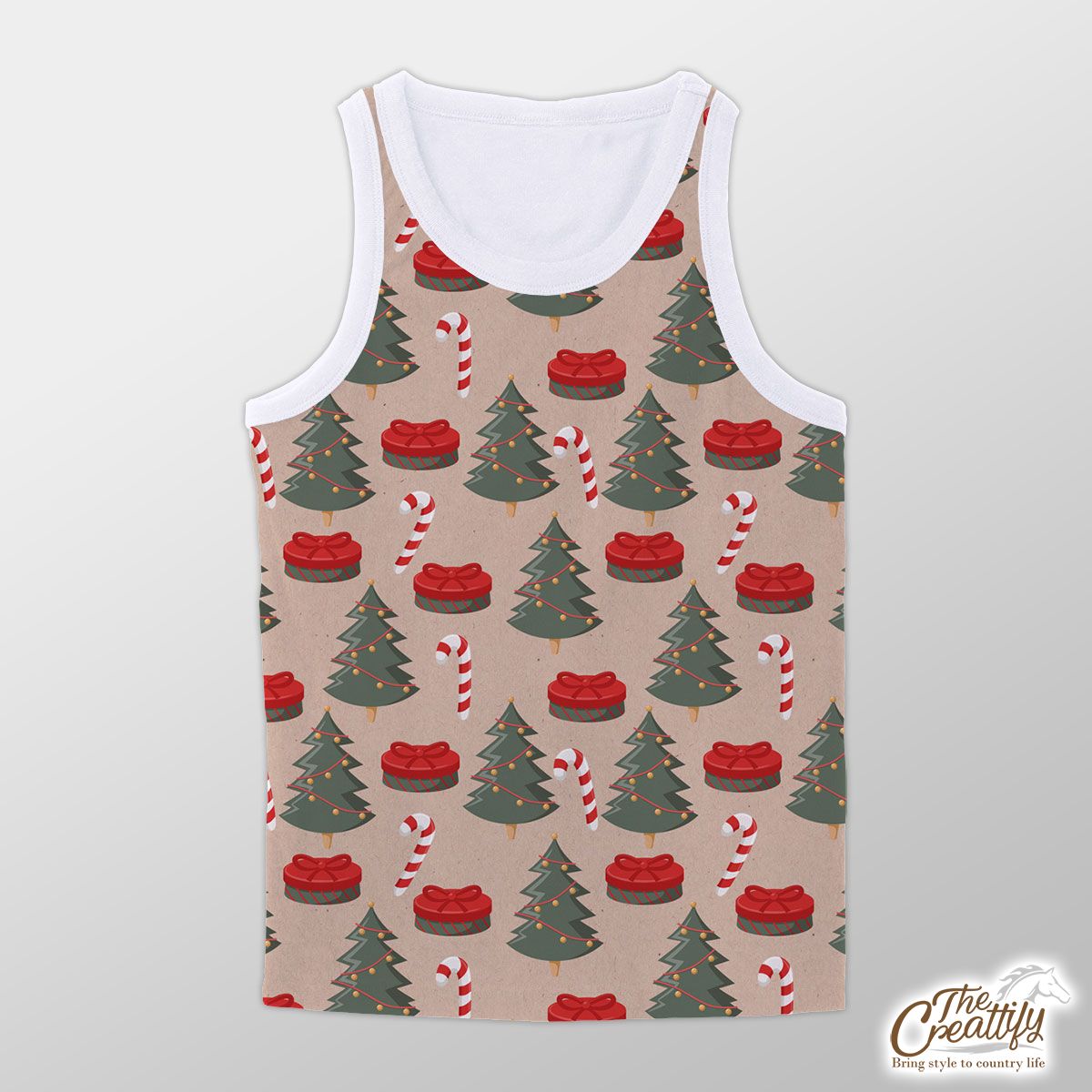 Christmas Tree, Christmas Gift, Candy Cane Unisex Tank Top
