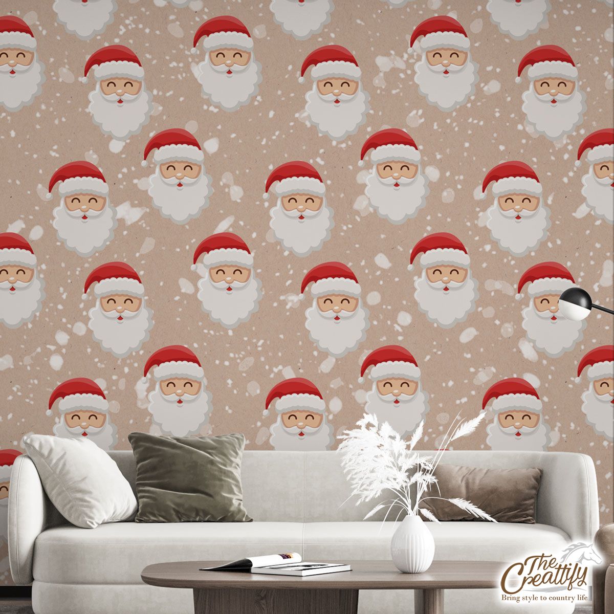 Santa Clause Snowflake Background Wall Mural