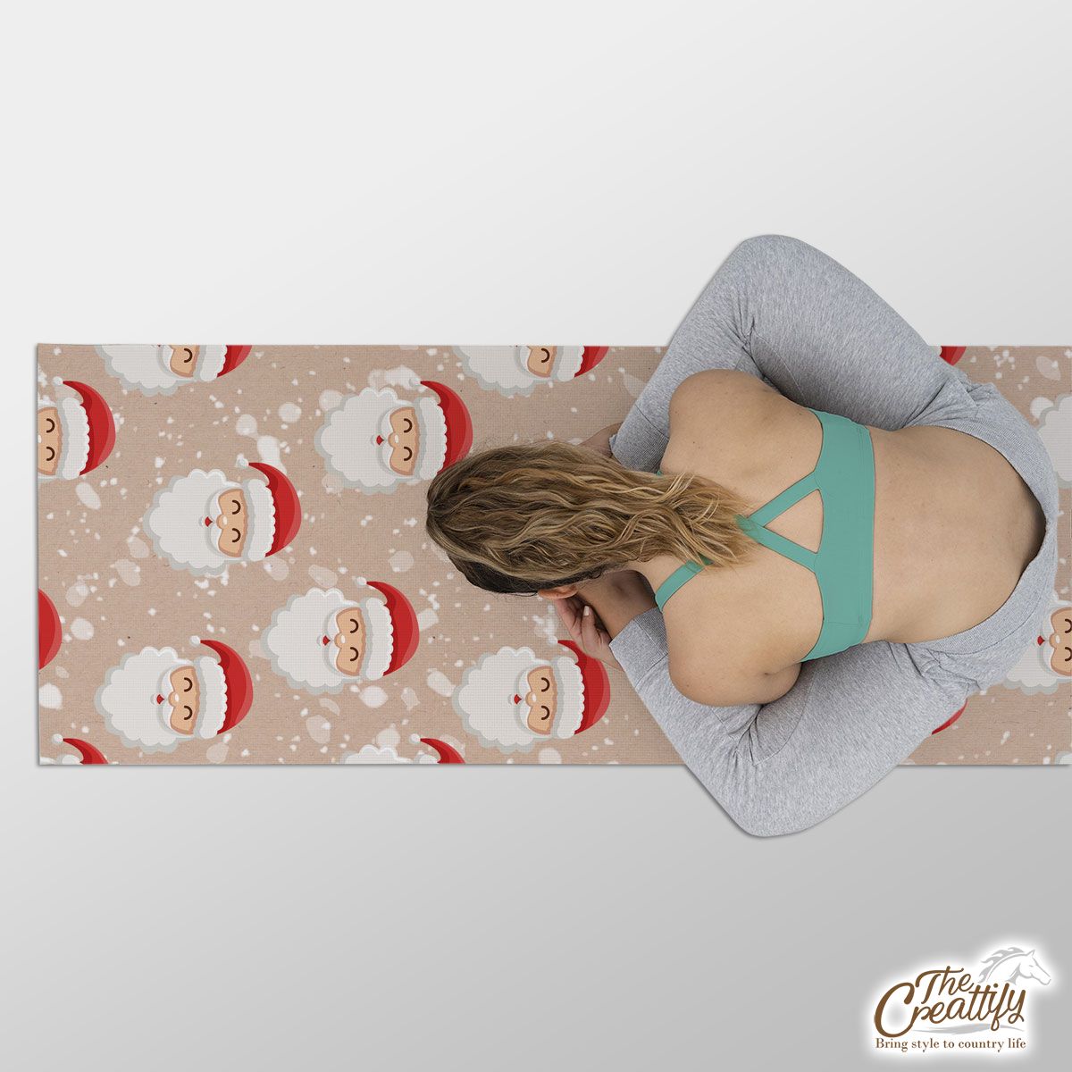 Santa Clause Snowflake Background Yoga Mat