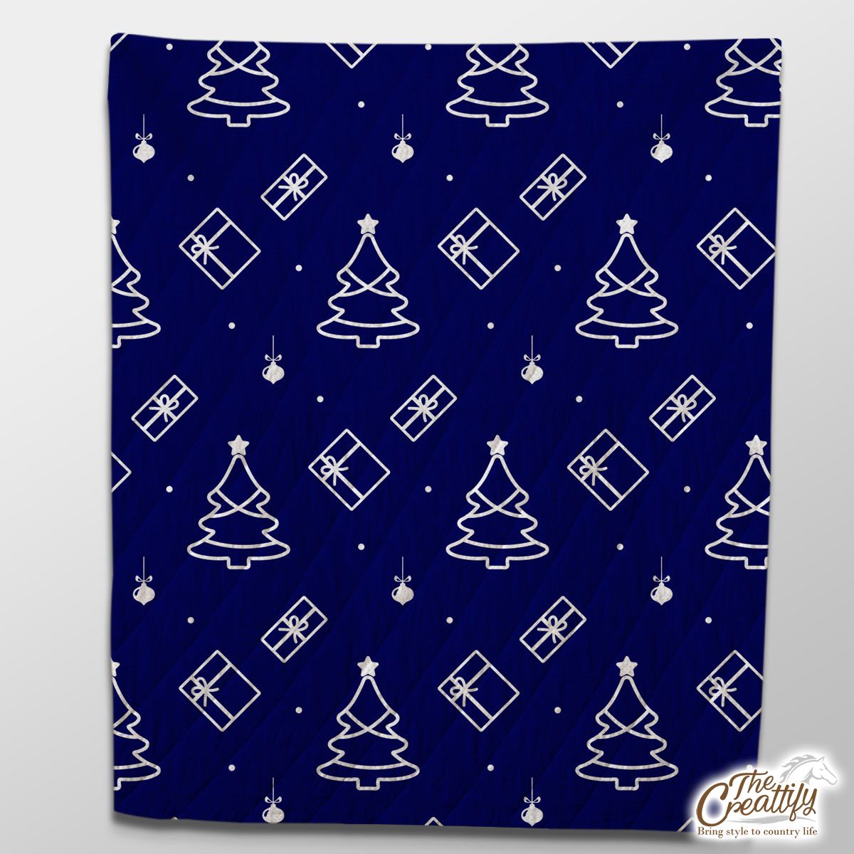 Blue And White Christmas Tree, Christmas Gift, Christmas Ball Quilt