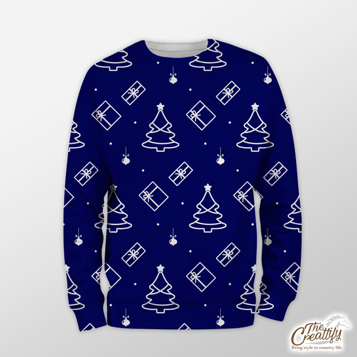 Blue And White Christmas Tree, Christmas Gift, Christmas Ball Sweatshirt