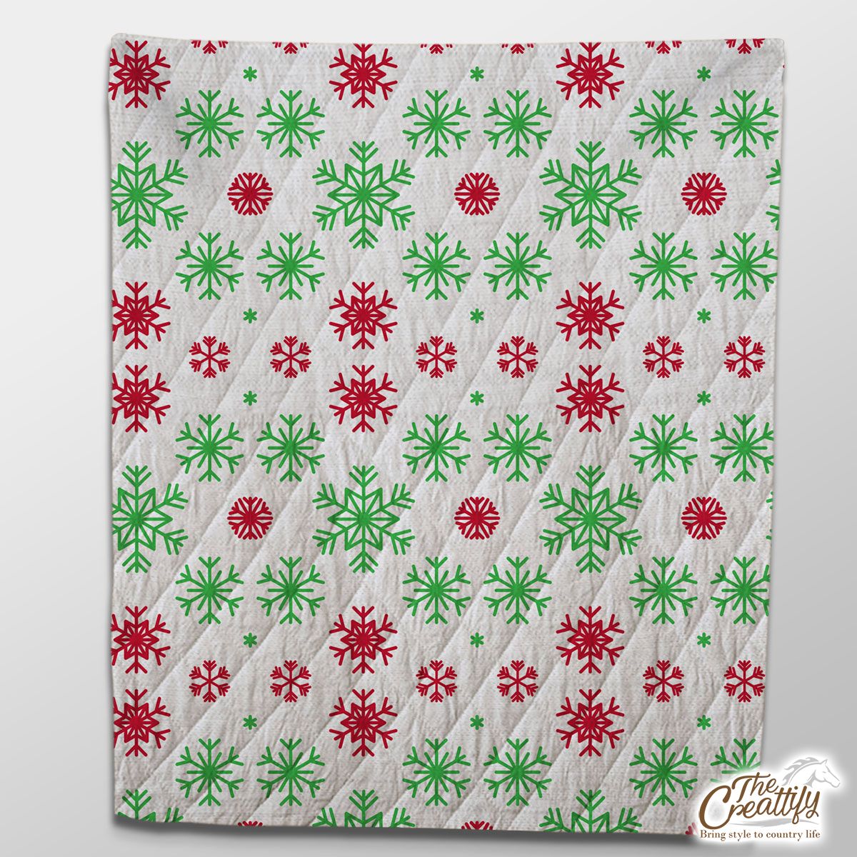 Red Green And White Snowflake Quilt