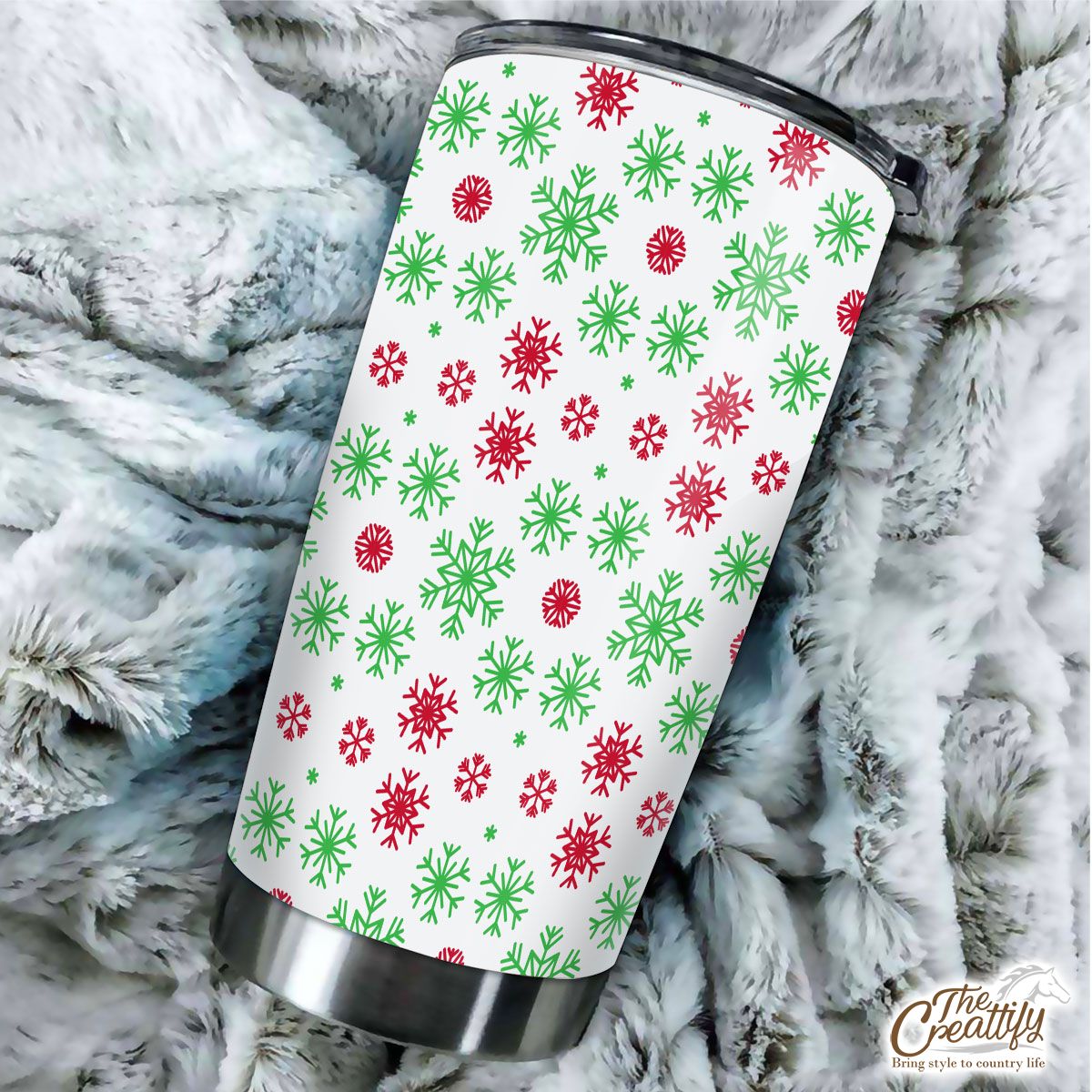 Red Green And White Snowflake Tumbler