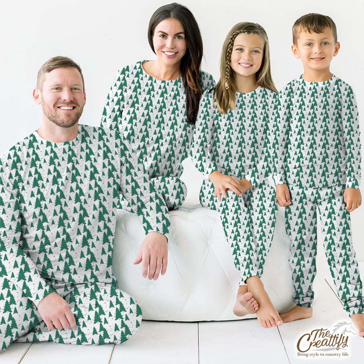 White And Green Christmas Tree Pajamas