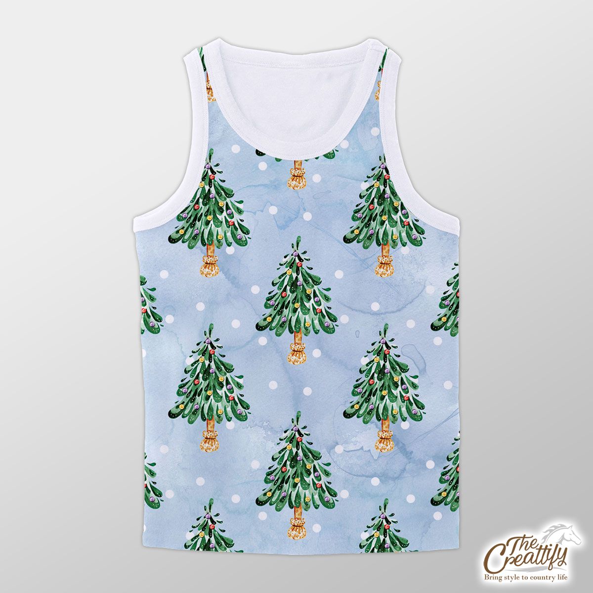 Pine Tree, Christmas Tree On Snowflake Background Unisex Tank Top