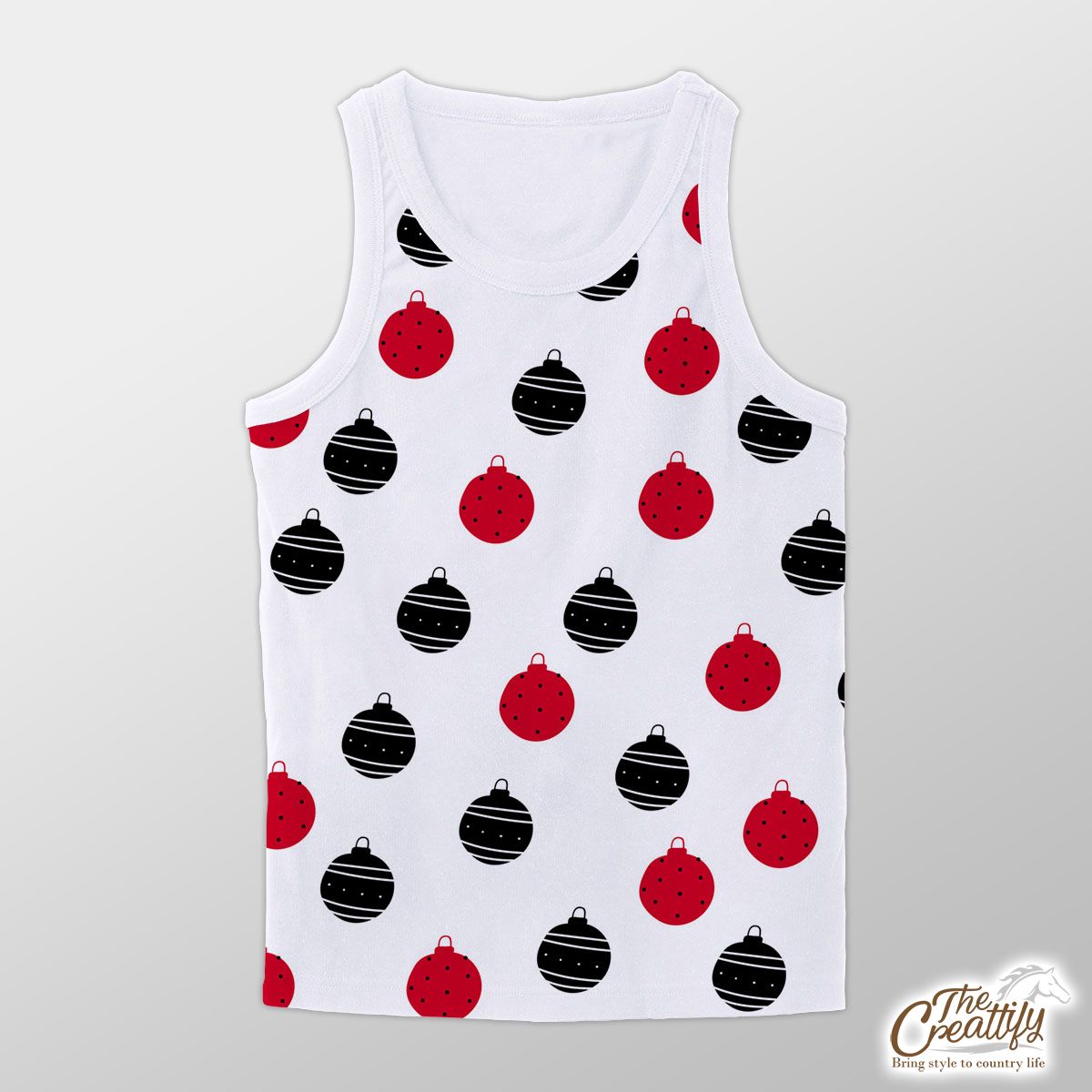 Hand Drawn Black and Red Christmas Balls Seamless Pattern Unisex Tank Top