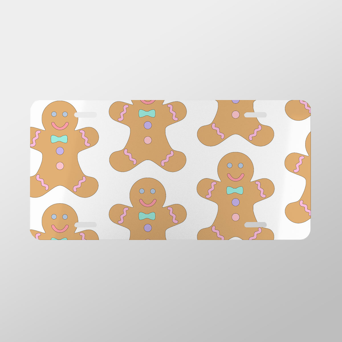 Cute Gingerbread Man Cookies Seamless Pattern Vanity Plate