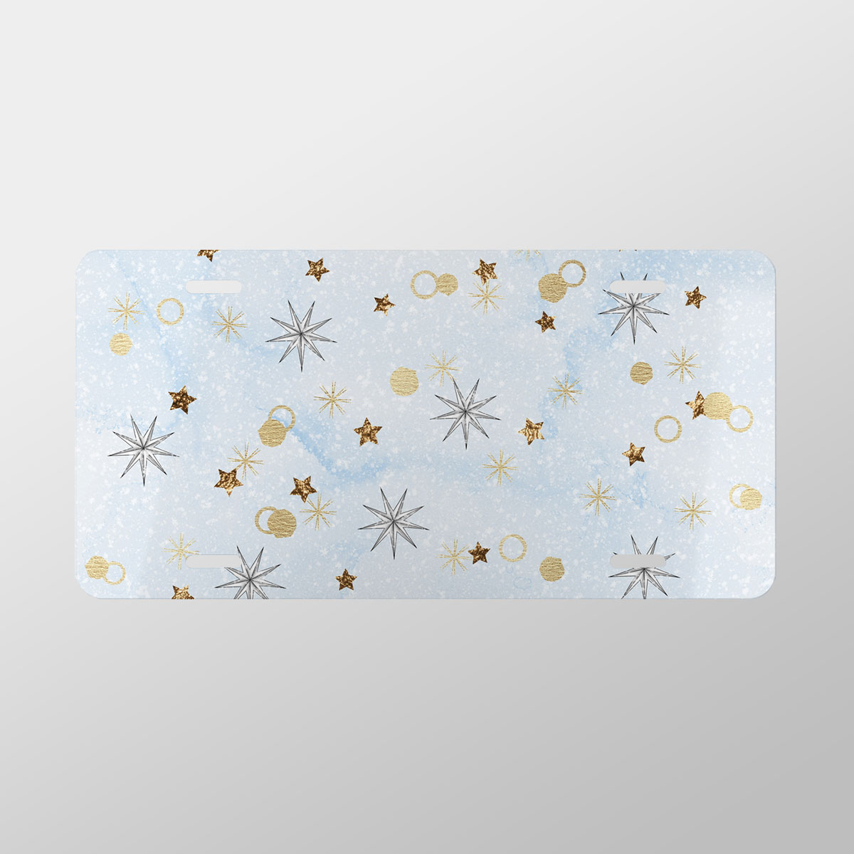 Gold Christmas Star On Snowflake Background Vanity Plate