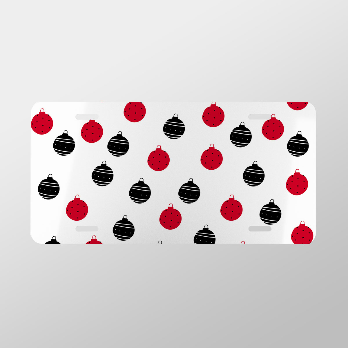 Hand Drawn Black and Red Christmas Balls Seamless Pattern Vanity Plate